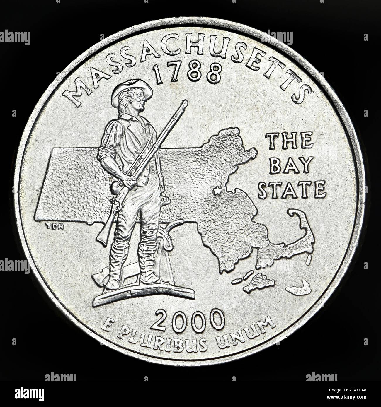 US commemorative State Quarter Dollar : Massachusetts (1788) The Bay State Foto Stock