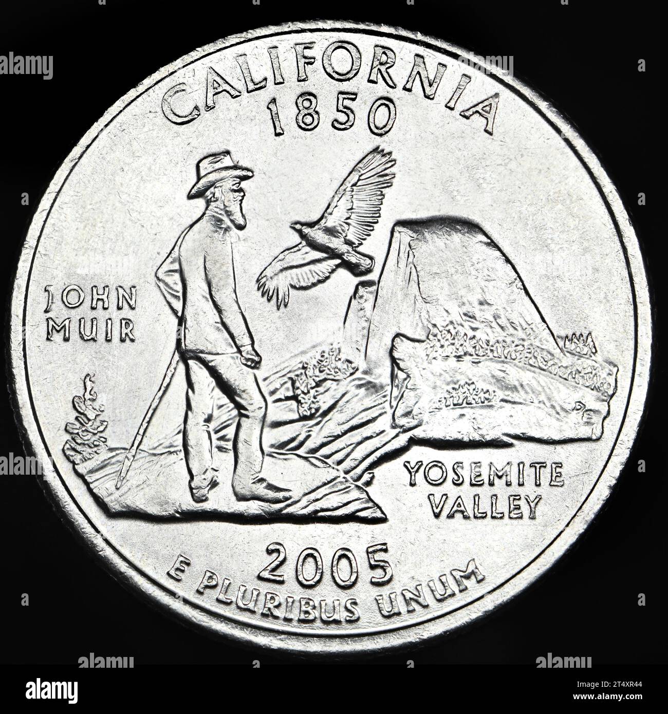 US commemorative State Quarter Dollar : California (2005) John Muir Foto Stock