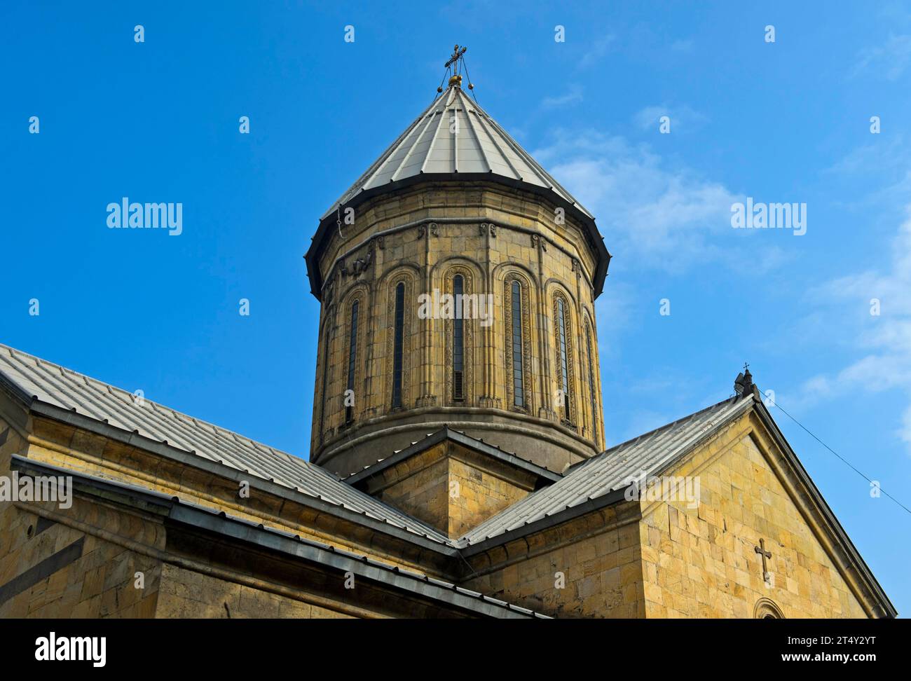 Tholobate decorato, o base a cupola, della cattedrale di Sioni, Tblisi, Georgia Foto Stock