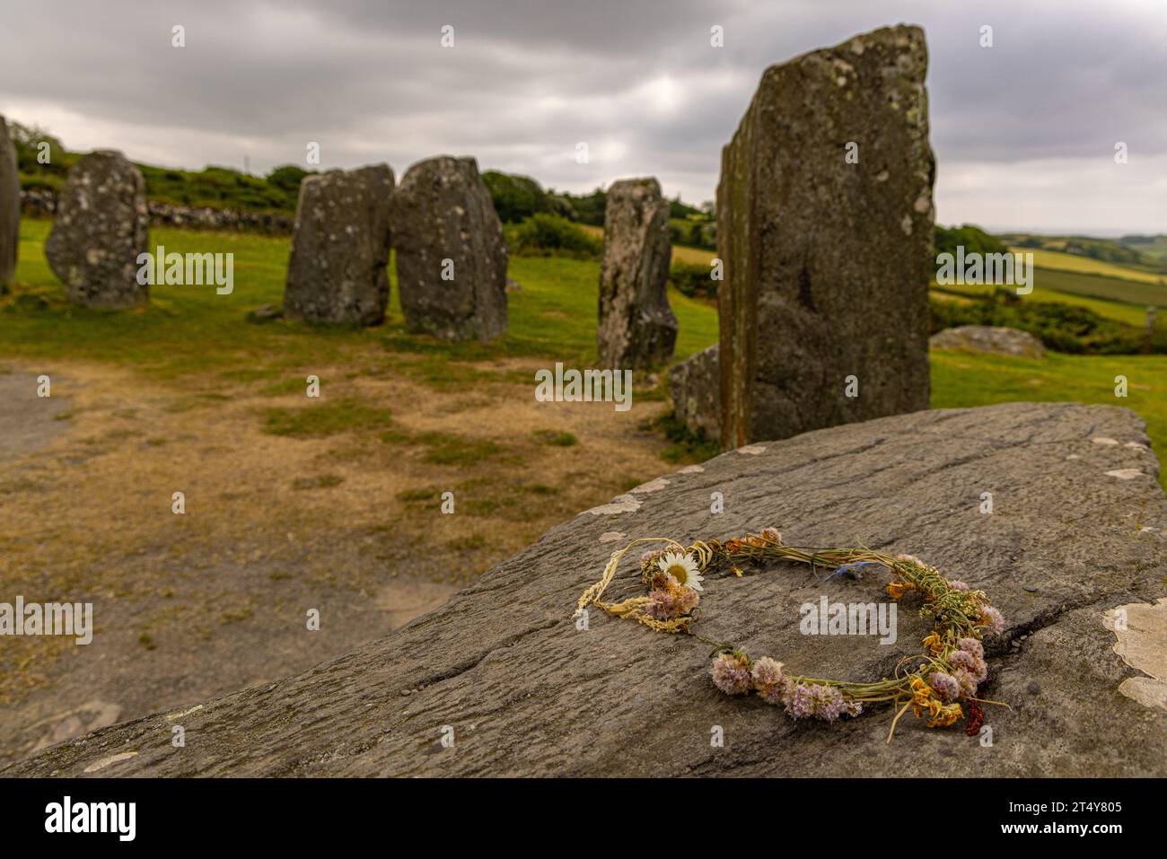 Steinzeitlicher Steinkreis von Drombeg Foto Stock