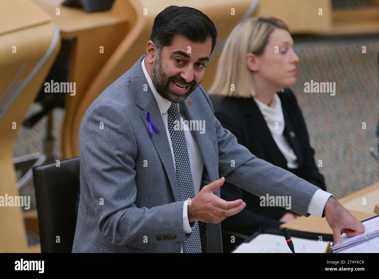 Edimburgo Scozia, Regno Unito 02 novembre 2023. Primo ministro scozzese Humza Yousaf al Parlamento scozzese per le domande sul primo ministro. credit sst/alamy live news Foto Stock