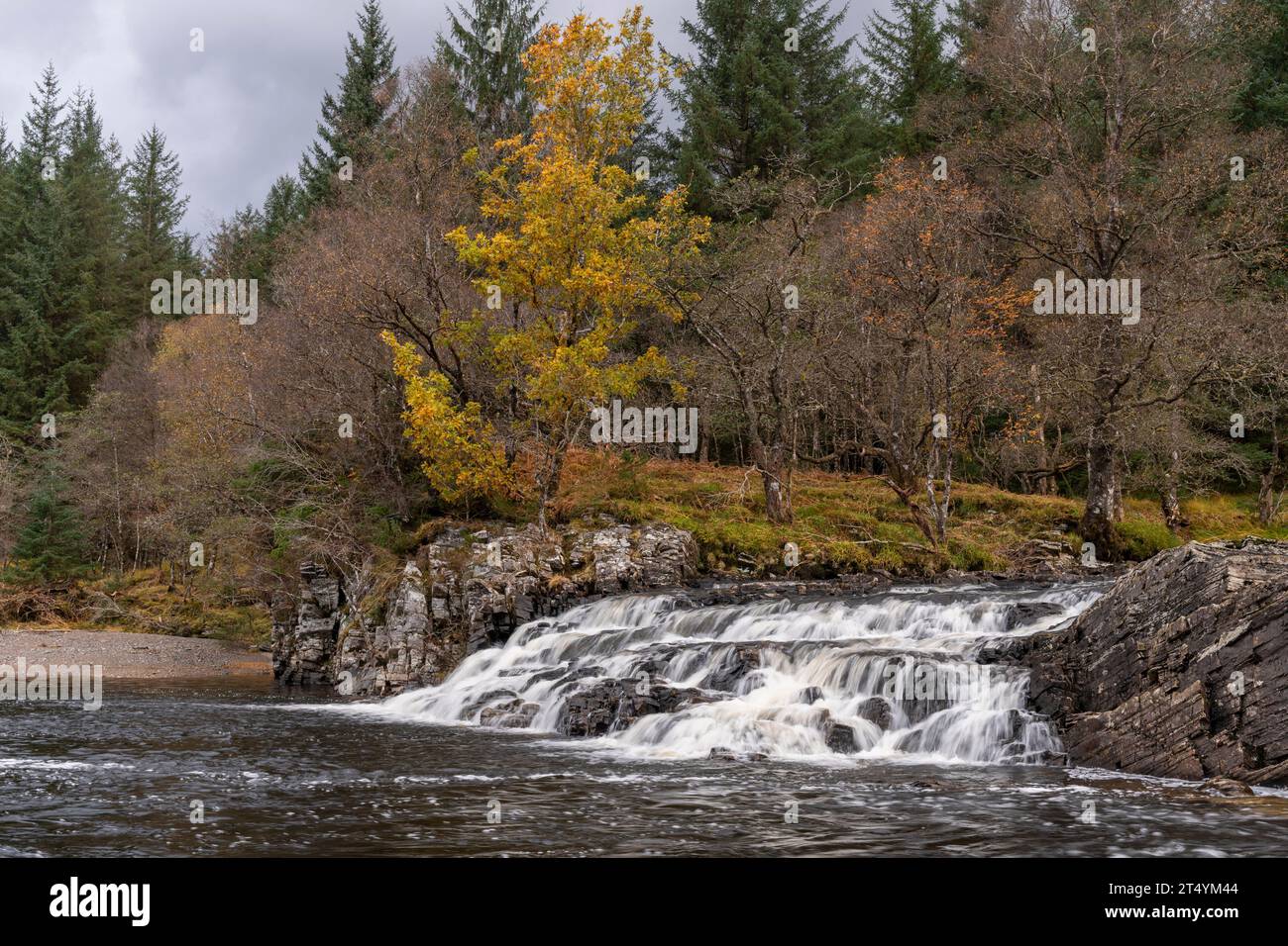 Cascata, fiume Orchy, Glen Orchy, Argyll e Bute, Scozia Foto Stock