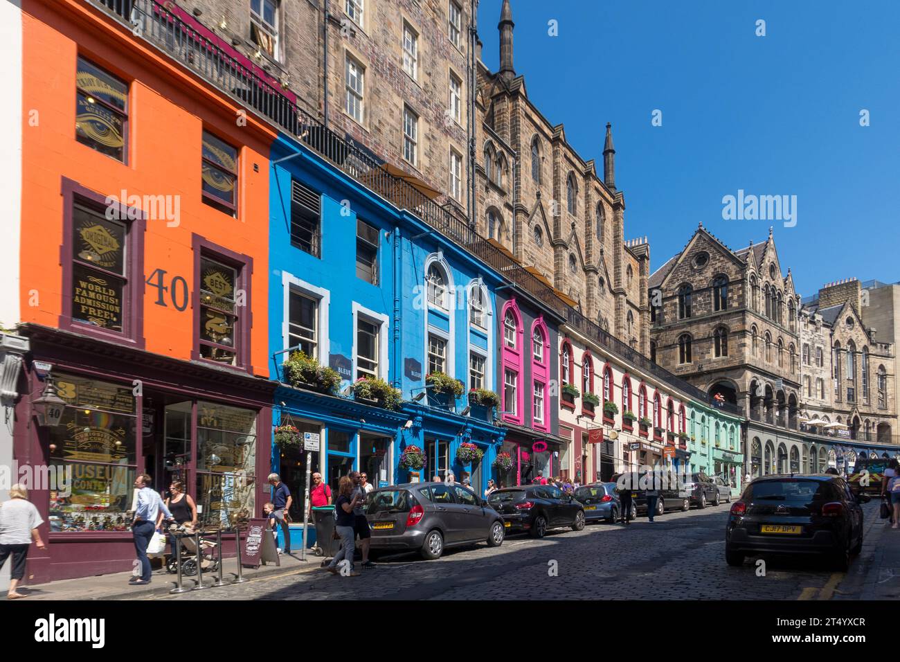 Victoria Street Facades, Edimburgo, Scozia, Regno Unito. Foto Stock