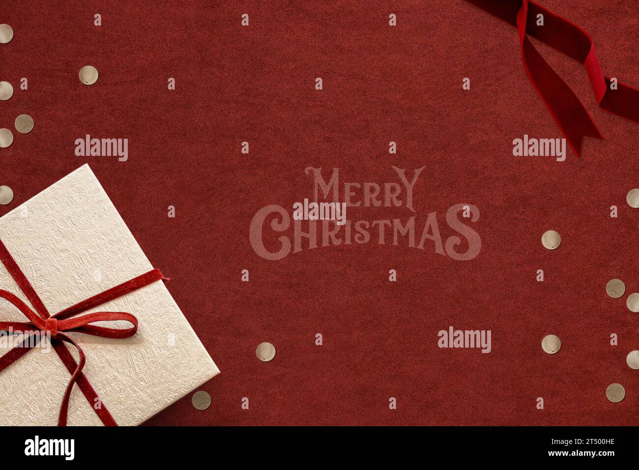 Sfondo banner rosso natalizio sui social media con spazio di design Foto Stock