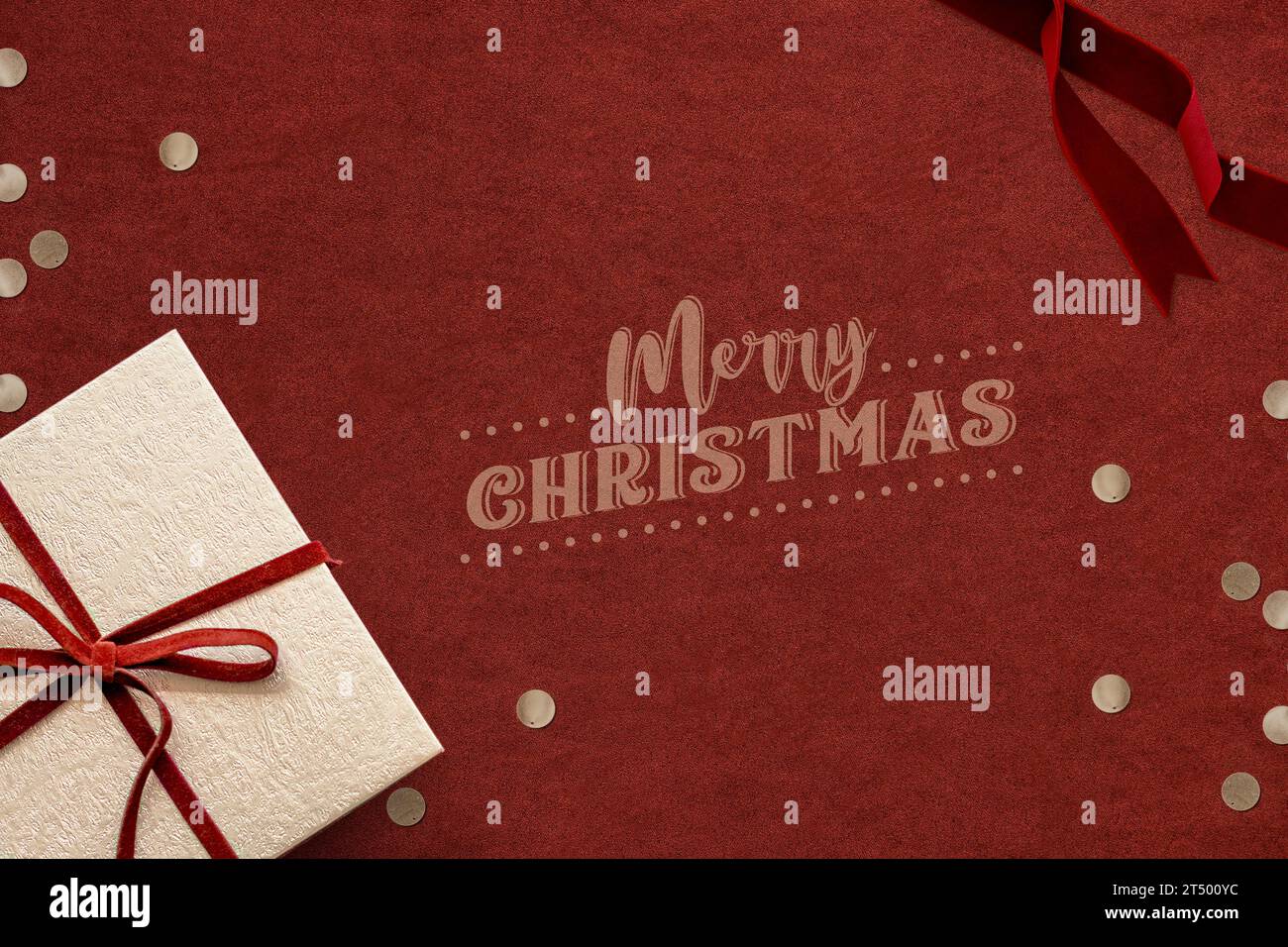 Sfondo banner rosso natalizio sui social media con spazio di design Foto Stock