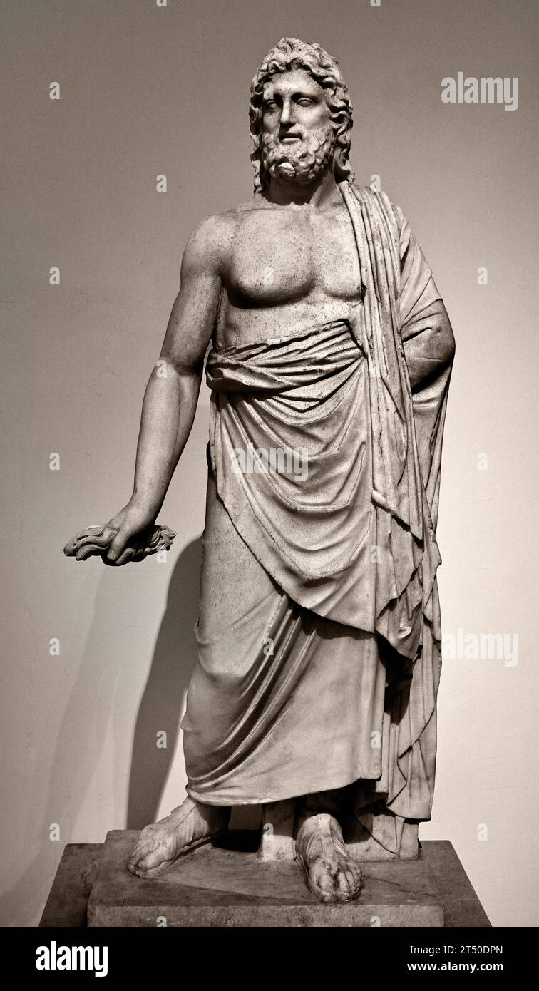 Asclepius (Asklepios), tipo Giustini. Fine II sec. AD. Da un originale greco del IV secolo. BC. Marmo. Museo Archeologico Nazionale di Napoli Italia. Foto Stock