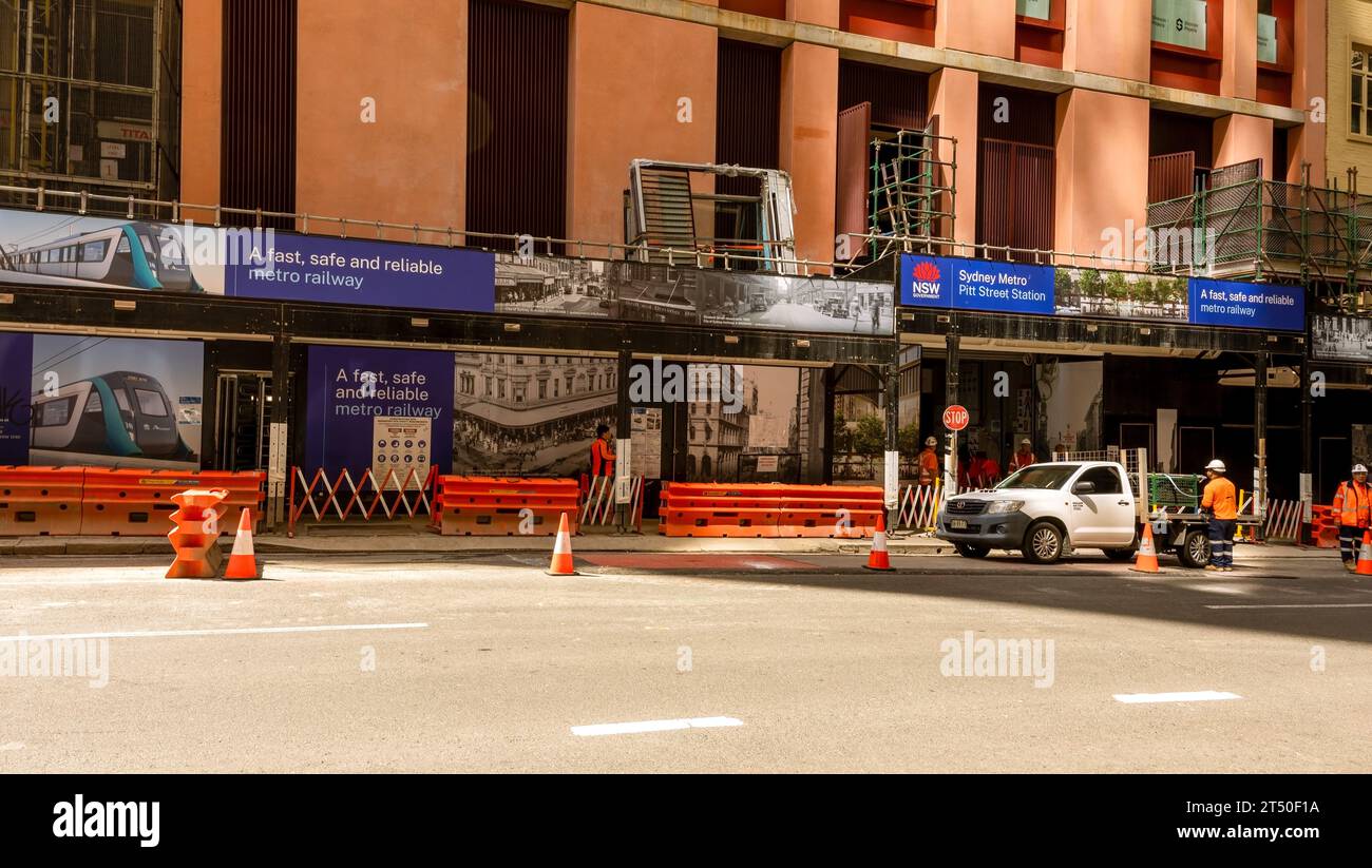 Costruzione di un'estensione di una nuova Metro Railway a Sydney, NSW, Australia Foto Stock