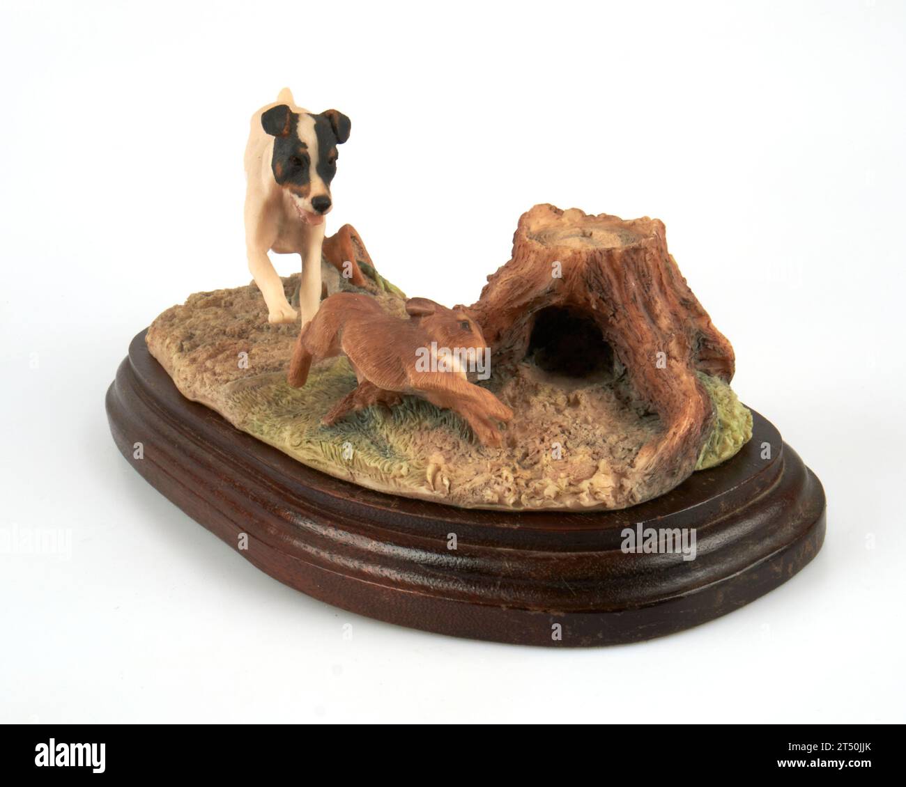 Vintage Border fine Arts, scultura di coniglio a caccia di cani fatti a mano Foto Stock