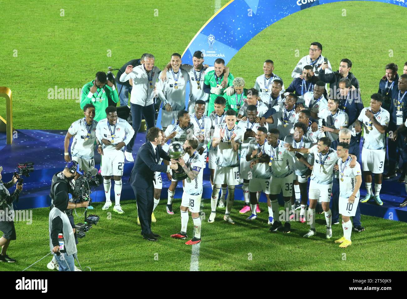 Maldonado, Uruguay, 28 ottobre 2023, Alexander Dominguez della LDU durante la partita finale della CONMEBOL Sudamericana Cup a Domingo Burgueño StadiumM Foto Stock