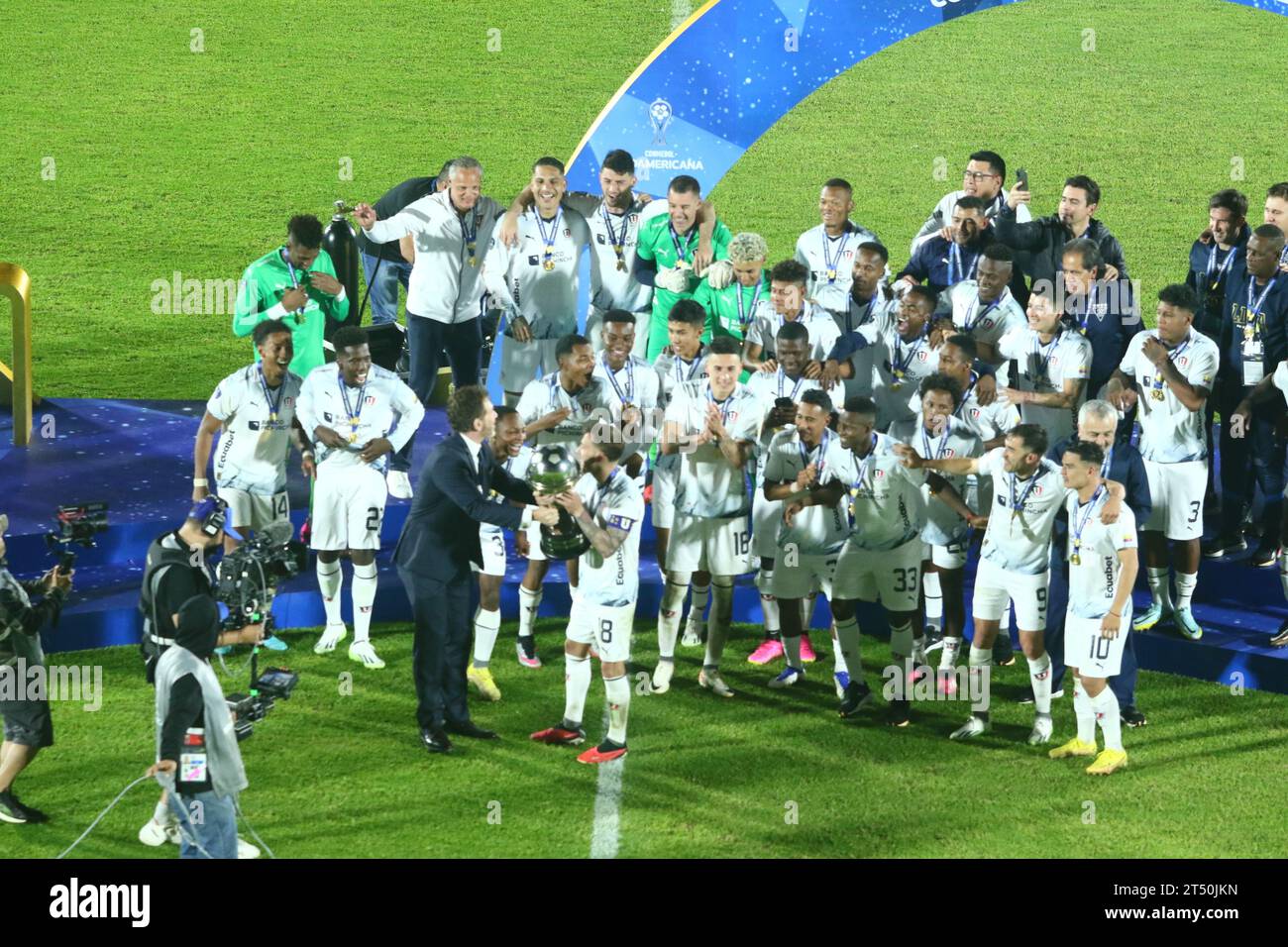 Maldonado, Uruguay, 28 ottobre 2023, Alexander Dominguez della LDU durante la partita finale della CONMEBOL Sudamericana Cup a Domingo Burgueño StadiumM Foto Stock