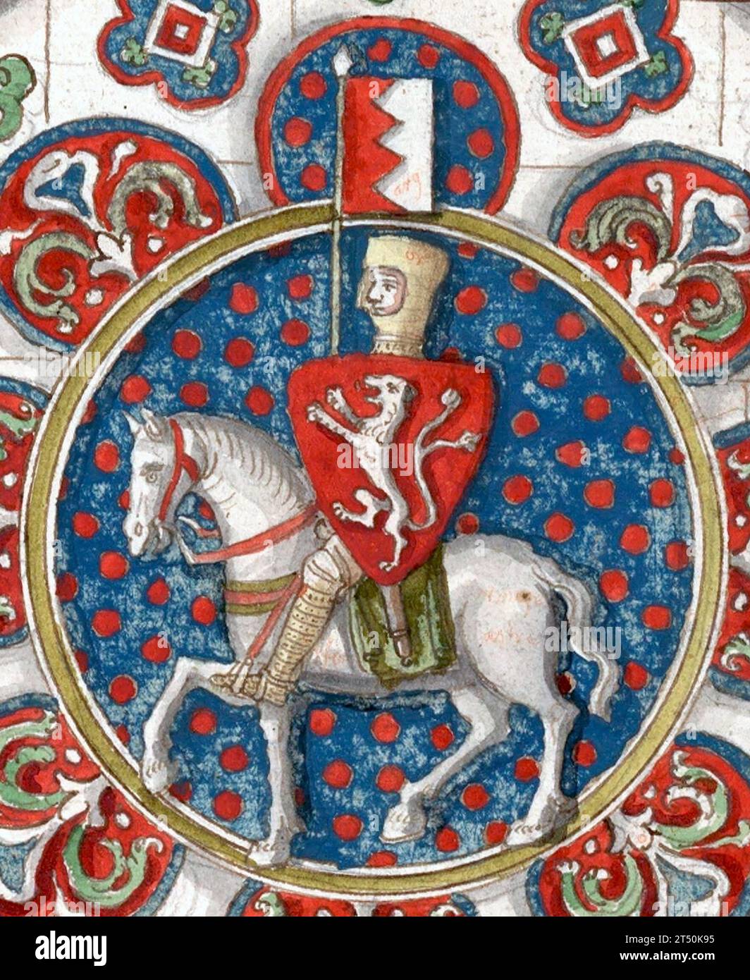 Simon de Montfort, vi conte di Leicester (1208 circa – 4 agosto 1265). De Montfort era un nobile di origine normanna francese e un membro della parìa inglese, che guidò l'opposizione baronale al governo di Enrico III d'Inghilterra, culminando nella seconda guerra dei baroni. Disegno di una vetrata colorata trovata nella Cattedrale di Chartres, 1250 circa Foto Stock