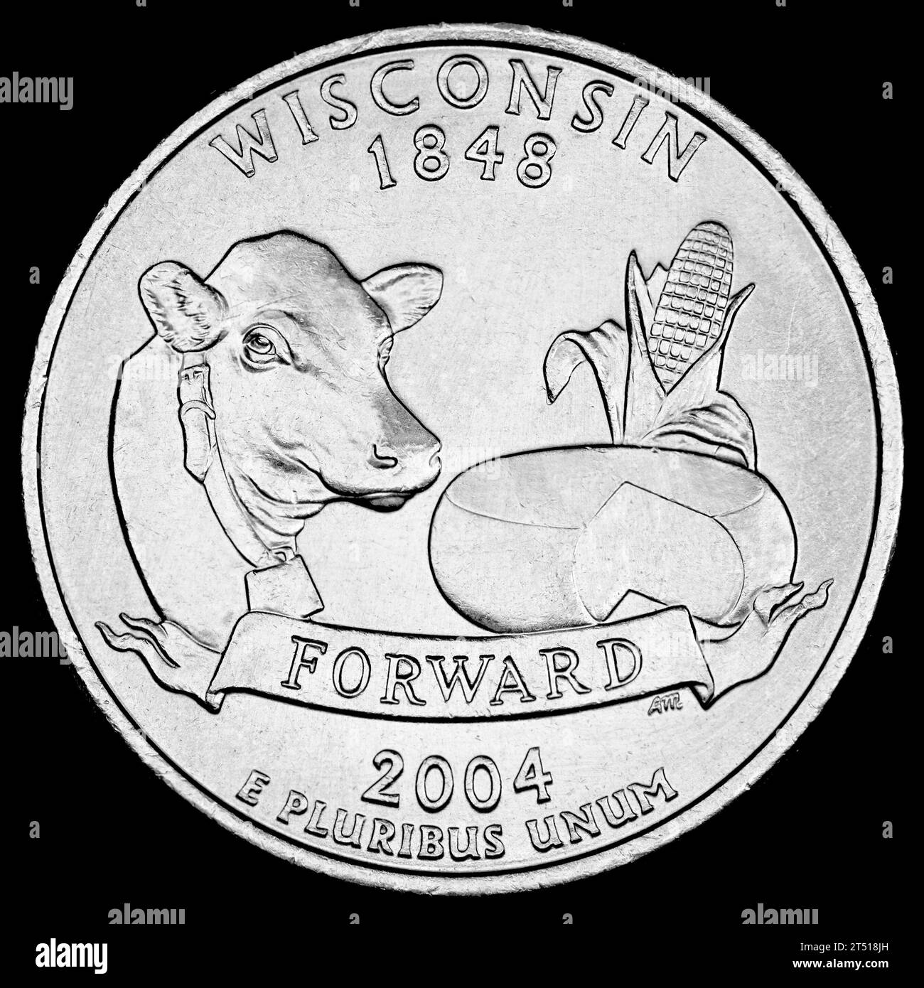 US commemorative State Quarter Dollar : Wisconsin (1848) Forward Foto Stock