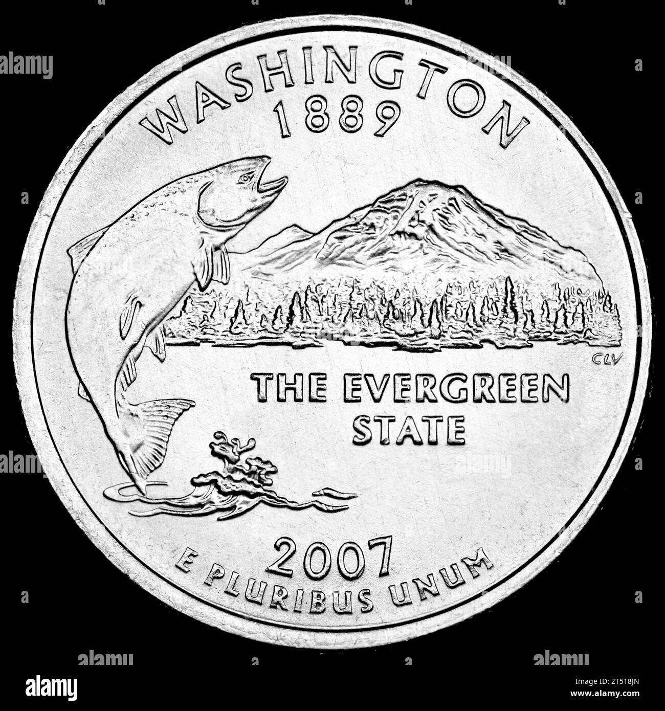 US commemorative State Quarter Dollar : Washington (1889) The Evergreen State Foto Stock