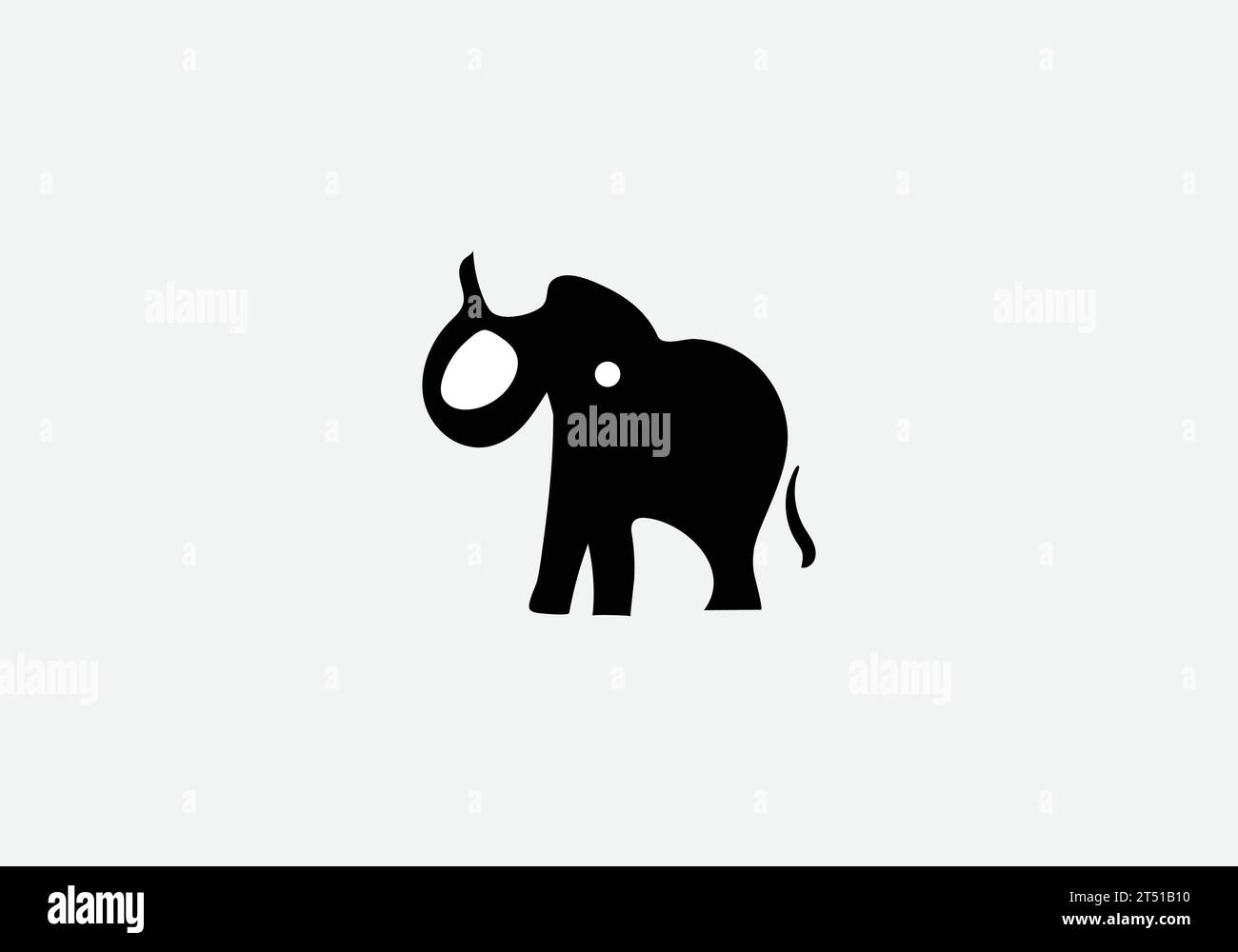 African Forest Elephant, icona di stile minimalista e design Illustrazione Vettoriale