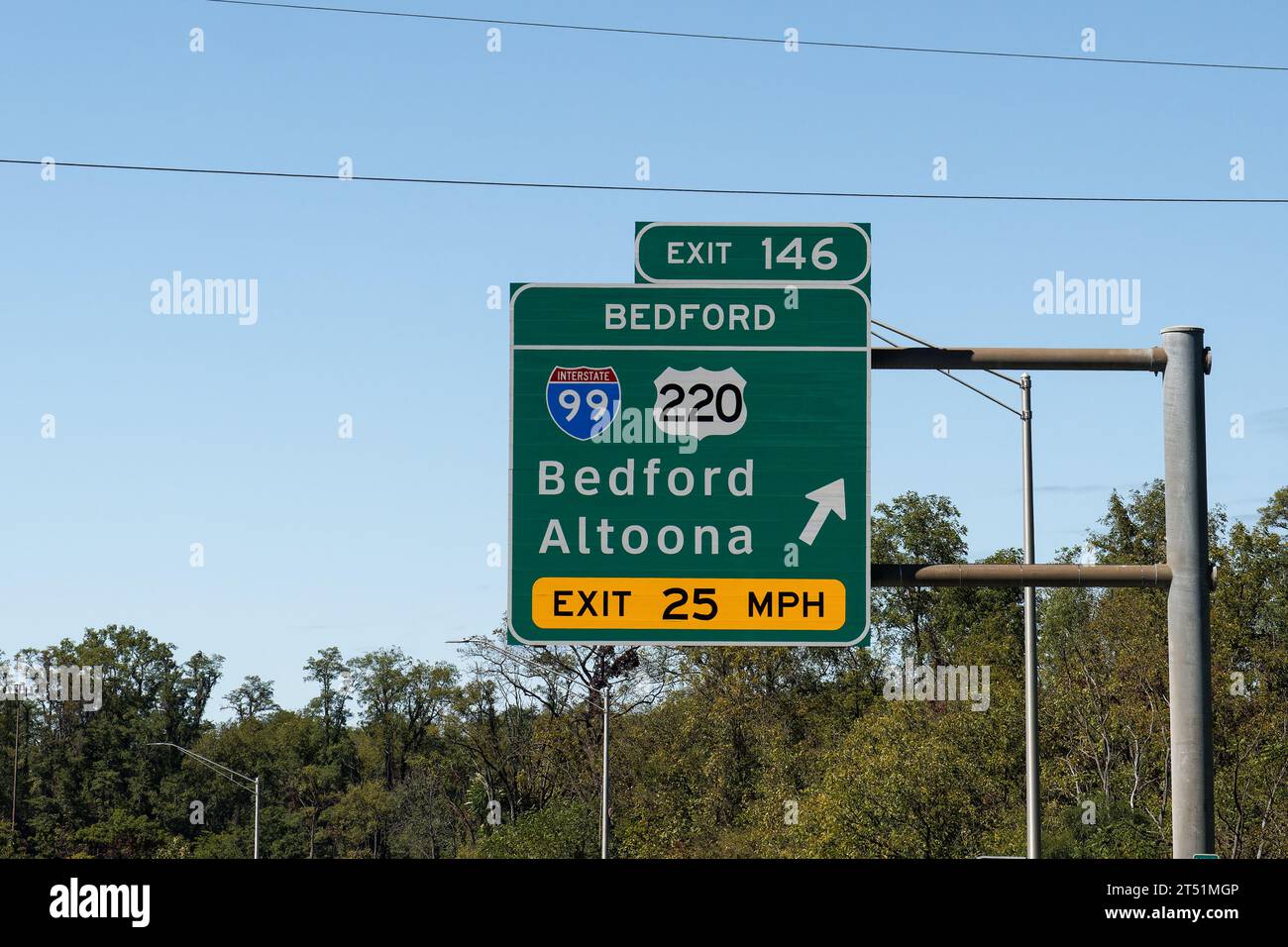 Prendi l'uscita 146 sulla Pennsylvania Turnpike I76 per la I99 e la US220 per Bedford e Altoona Foto Stock