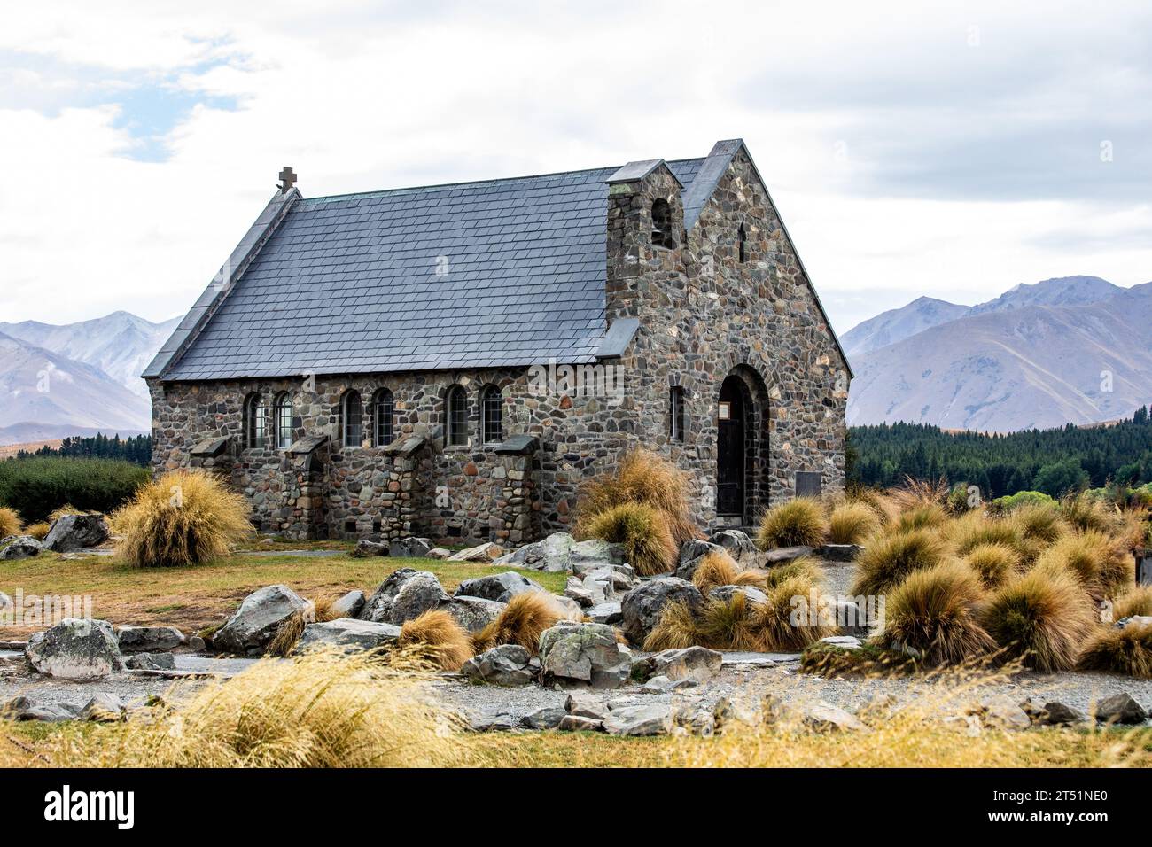 La Chiesa del buon Pastore sulle rive del lago Tekapo sull'Isola del Sud della nuova Zelanda è una piccola chiesa anglicana utilizzata da varie confessioni Foto Stock