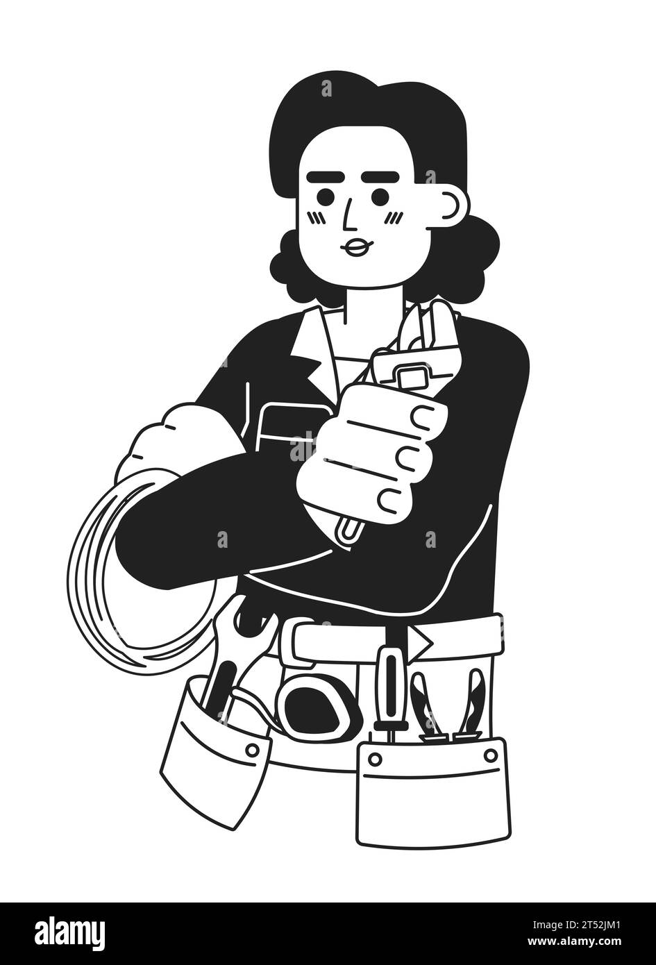 Handy Woman personaggio dei cartoni animati in 2D ispanici, giovane adulto Illustrazione Vettoriale