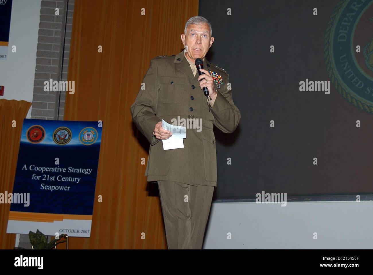 comandante, GEN James Conway, iss, Marines, Naval War College, Seapower Foto Stock