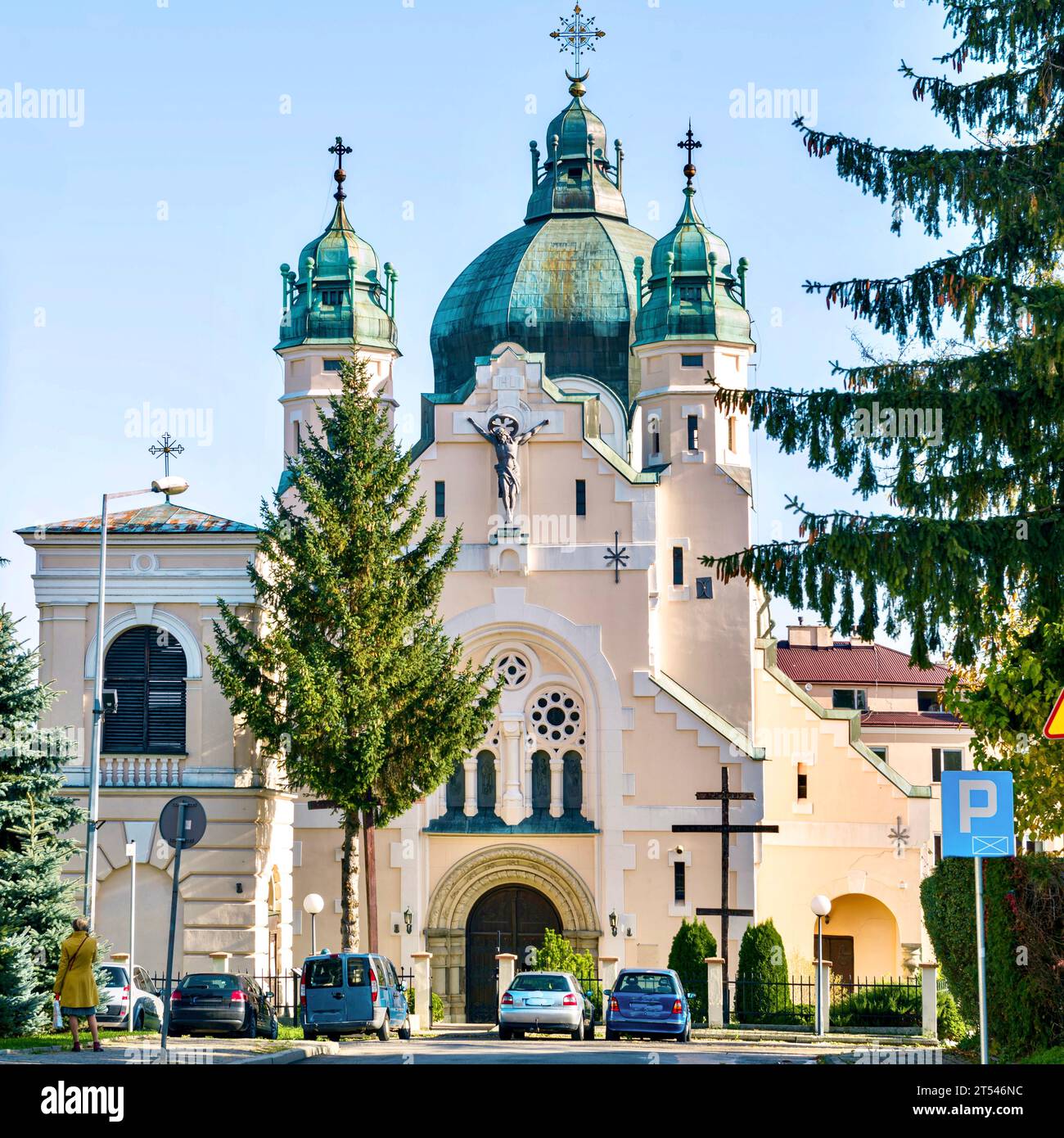 Chiesa greco-cattolica a Jaroslaw, Polonia. Costruito nel 1747. La chiesa è famosa per l'icona miracolosa di nostra Signora di Jaroslav. Foto Stock