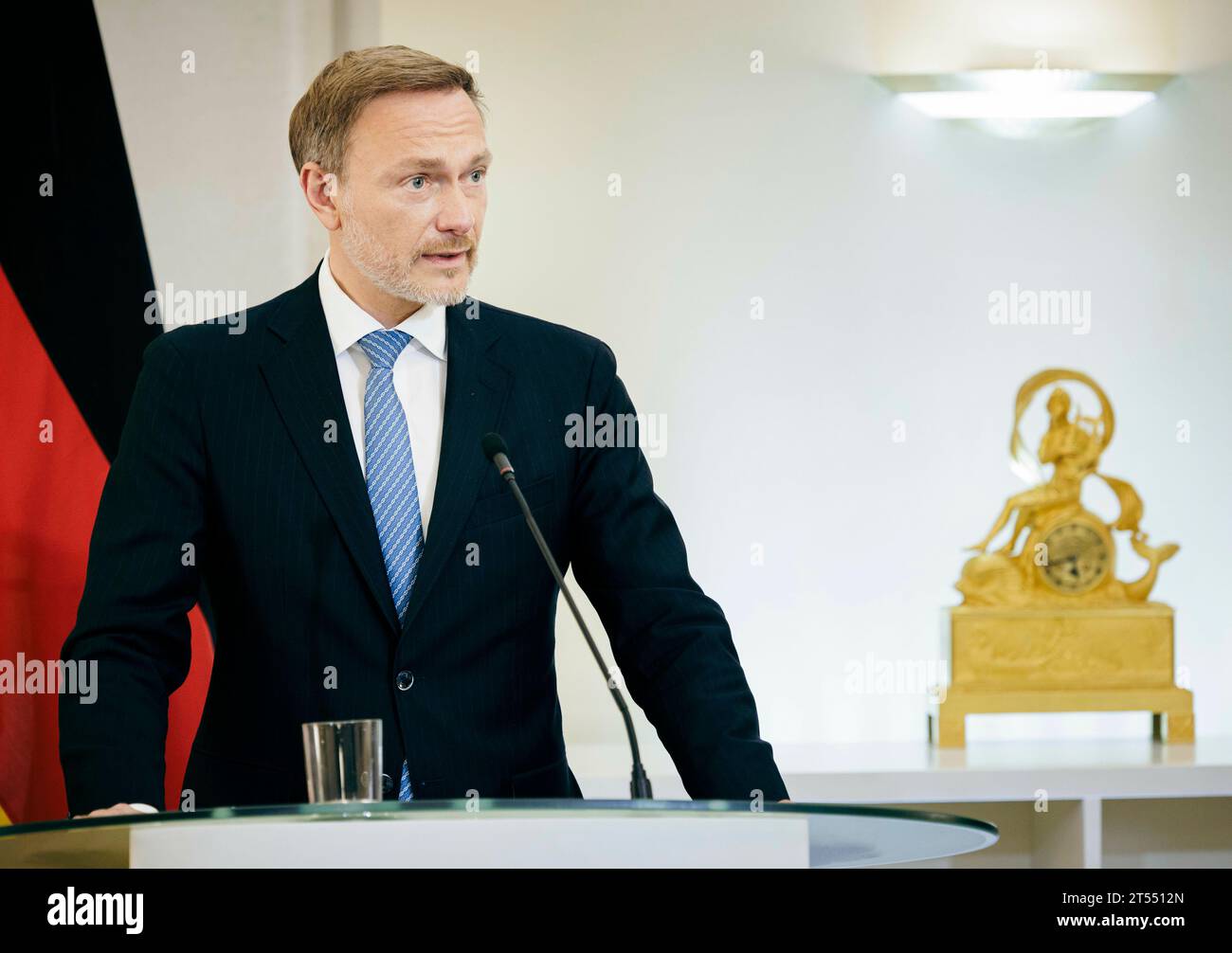 Christian Lindner (FDP), Ministro federale delle Finanze e Mart Vorklaev, Ministro delle Finanze della Repubblica di Estonia tengono una conferenza stampa dopo una conversazione a Tallinn, 2 novembre 2023. Foto Stock