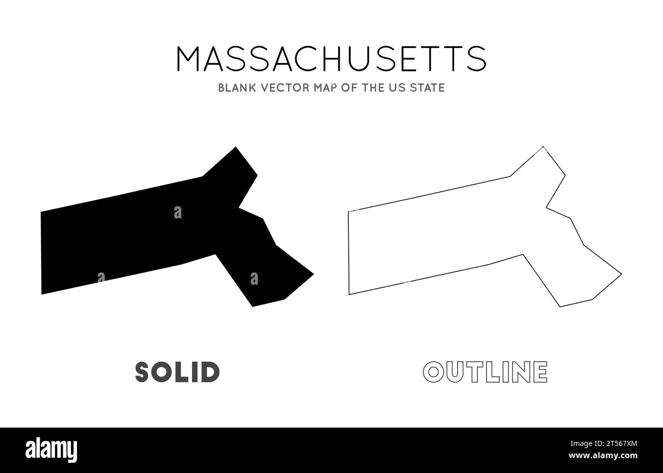 Mappa del Massachusetts. Mappa vettoriale vuota dello Stato degli Stati Uniti. Borders of Massachusetts per la vostra infografica. Illustrazione vettoriale. Illustrazione Vettoriale
