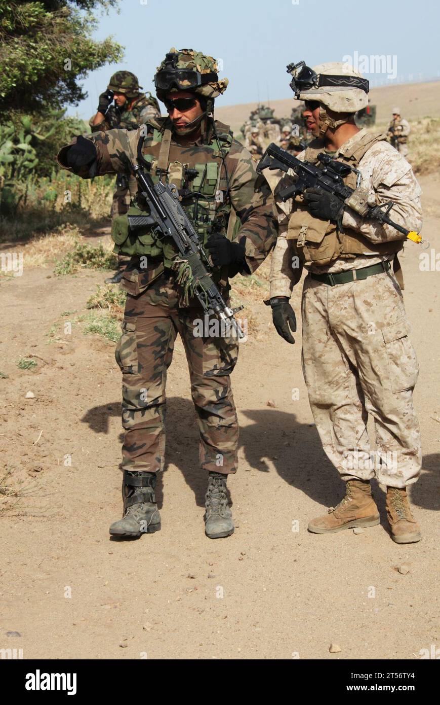 2nd Battalion, 2nd Marine Regiment, 3rd Mechanized Landing Battalion, 22nd Marine Expeditionary Unit, 22nd MEU, Battalion Landing Team, Counter Improvised Explosive Device training, Foreign Military, improvvisato ordigno esplosivo, ingegneri marini, marina, Spagna, spagnolo, spagnolo esercitazione bilaterale anfibia spagnola, U.S. Marines, U.S. Navy, USMC, Weapons Company Foto Stock