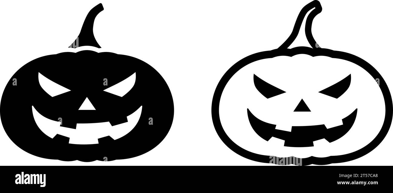 Simbolo Jack-o-lantern, icona vettoriale della zucca di Halloween spaventosa e spaventosa Illustrazione Vettoriale