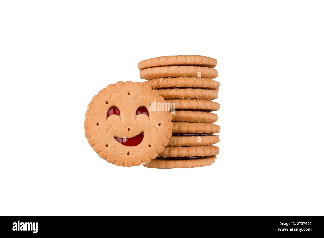 facce divertenti biscotti sullo sfondo Foto Stock