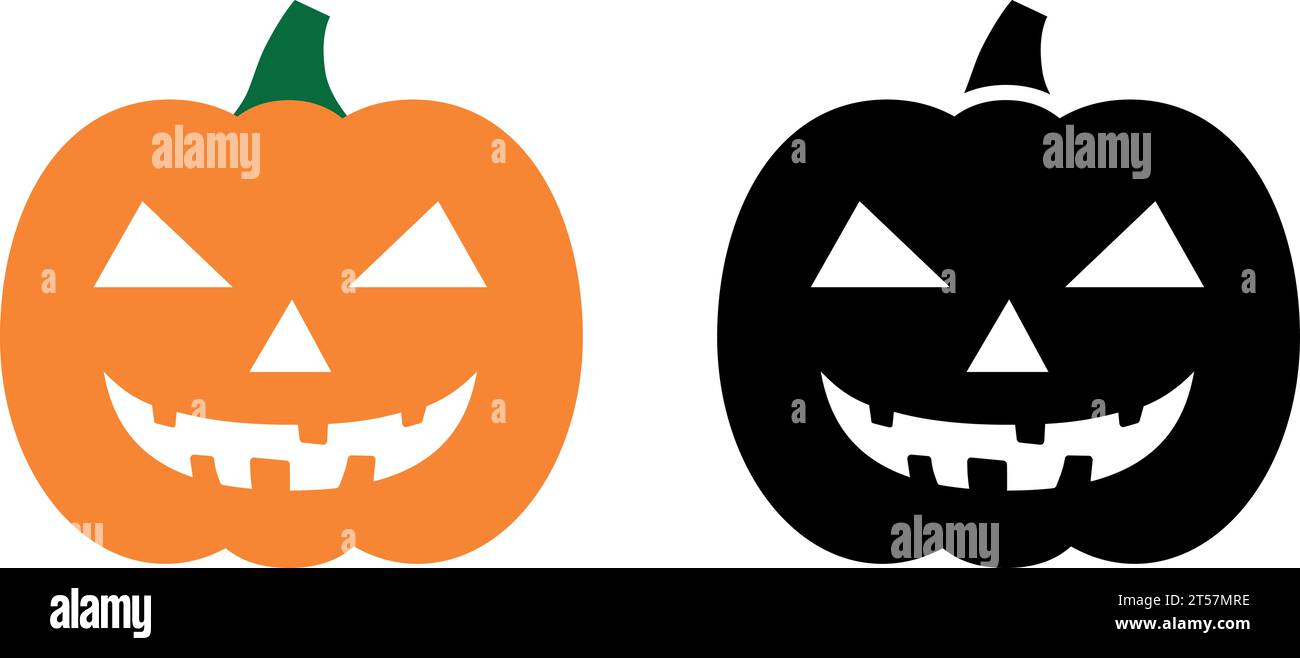 Simbolo Jack-o-lantern, icona vettoriale della zucca di Halloween spaventosa e spaventosa Illustrazione Vettoriale