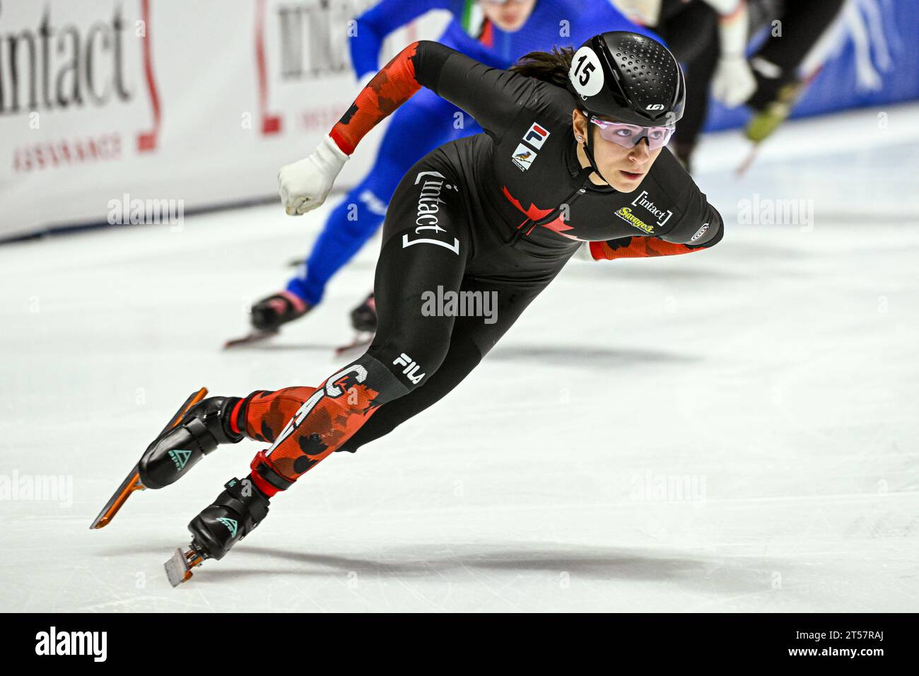 Montreal, Canada. 27 ottobre 2023. MONTREAL, CANADA - OTTOBRE 27: Rikki DOAK durante la seconda edizione della ISU World Cup Short Track alla Maurice Richard Arena il 27 ottobre 2023 a Montreal, Canada (foto di /Orange Pictures) credito: Orange Pics BV/Alamy Live News Foto Stock