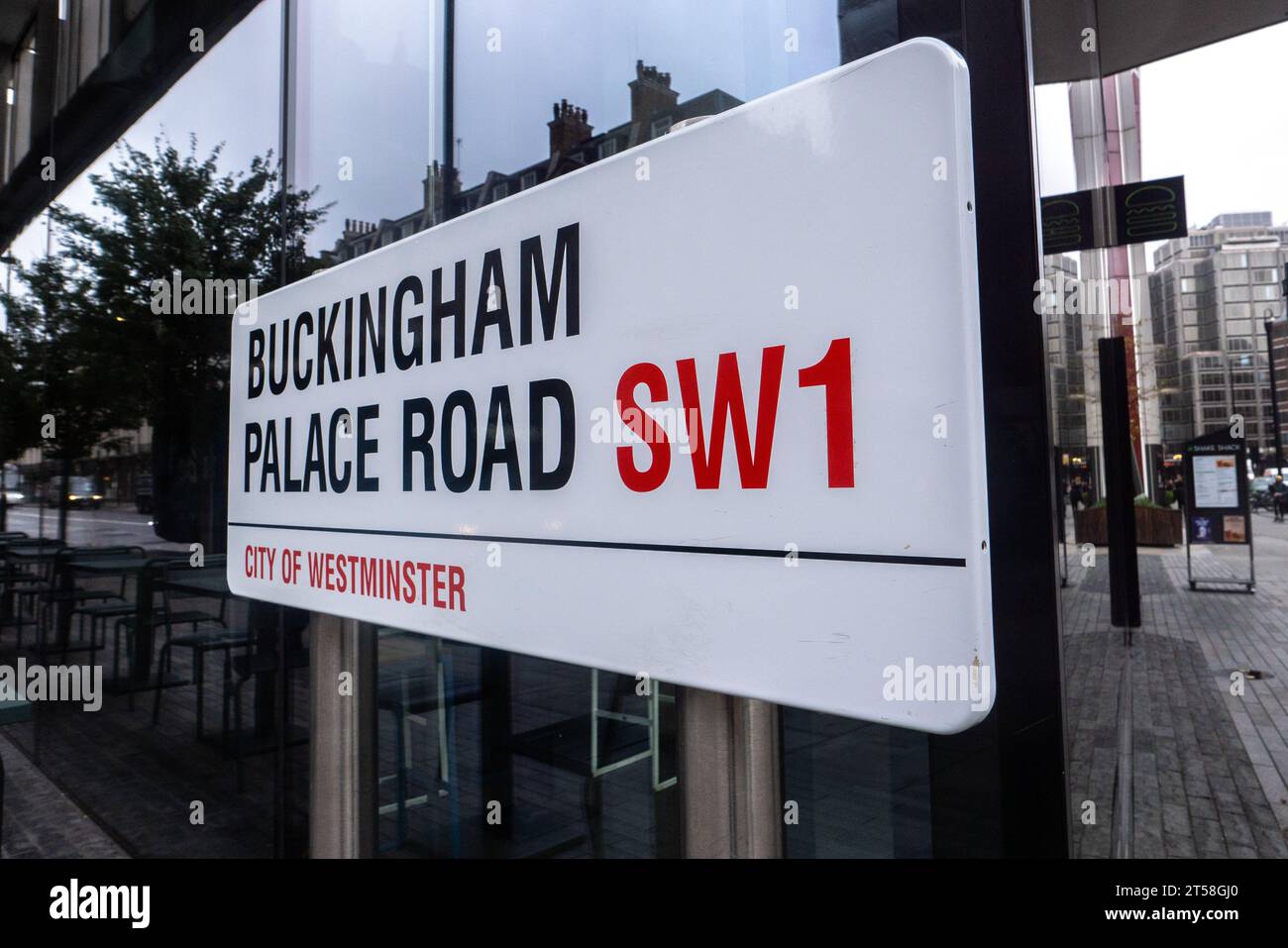 Londra, Inghilterra. Un cartello stradale che dice Buckingham Palace Road in SW1 nel centro di Londra, Inghilterra, il 2 novembre 2023. Credito: SMP News / Alamy Liv Foto Stock