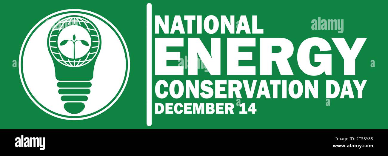 Illustrazione vettoriale della giornata nazionale per la conservazione dell'energia. 14 dicembre. Concetto di vacanza. Modello per sfondo, banner, scheda, poster con testo Illustrazione Vettoriale