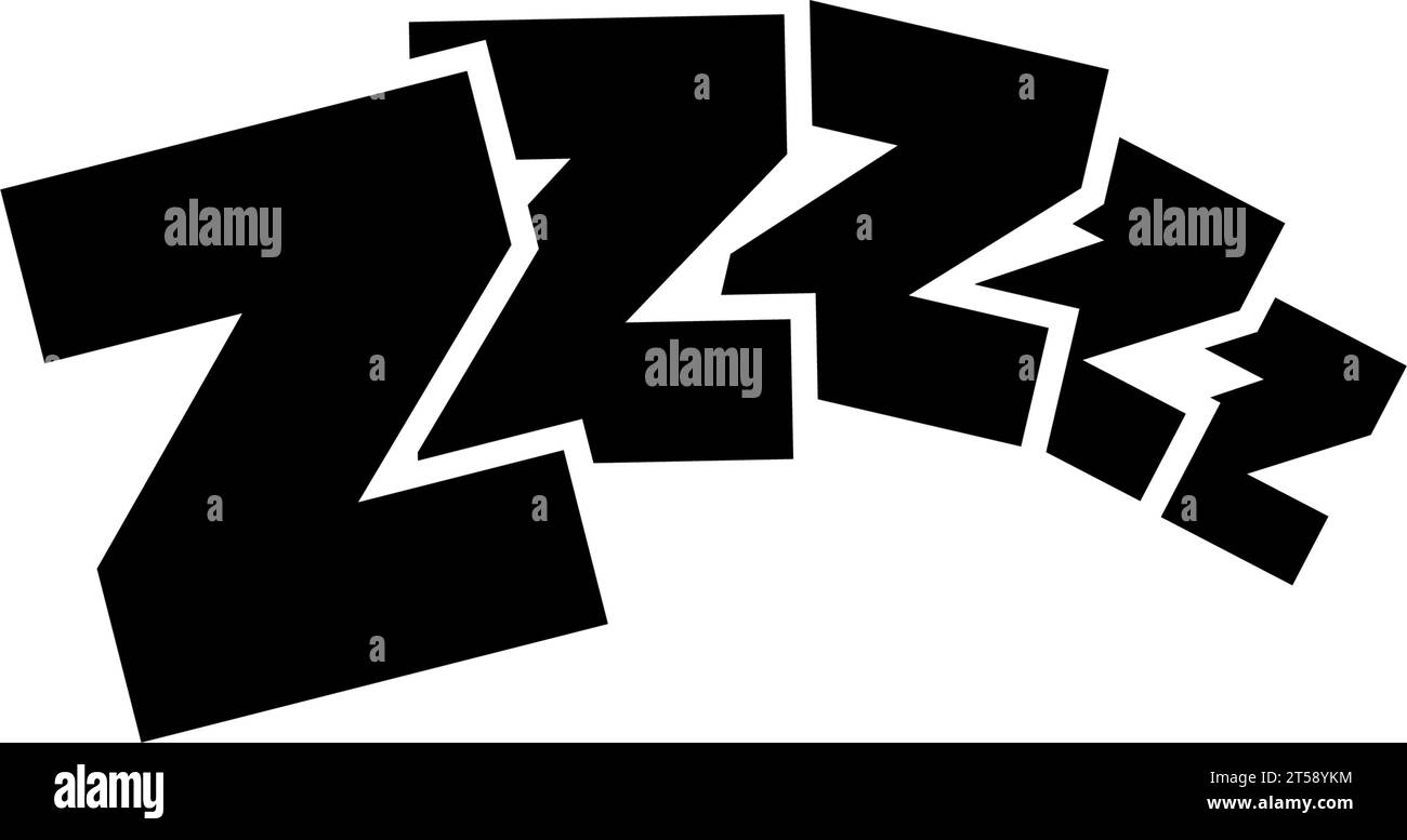 Sleeping zzz, Night Time, Sleep o Slumber. Illustrazione dell'icona Flat Vector (vettore piatto). Semplice simbolo nero su sfondo bianco. Sleeping zzz, Night Time, Sleep si Illustrazione Vettoriale