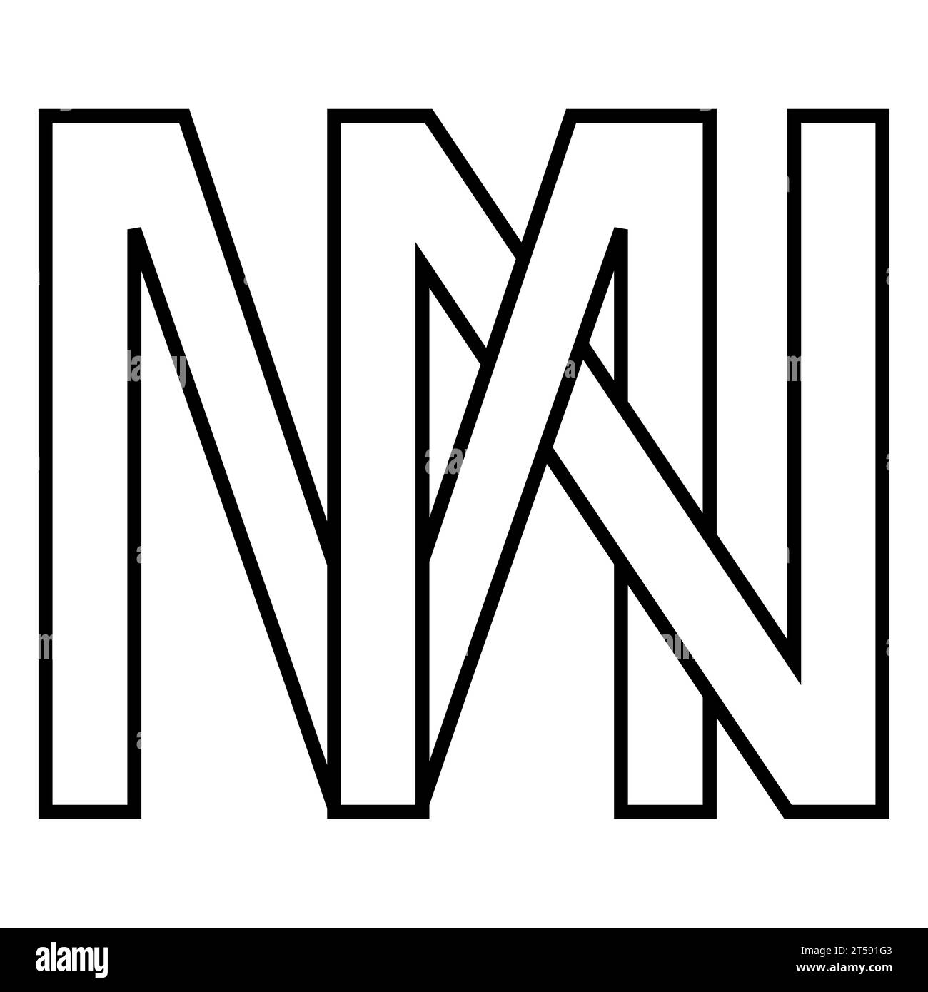 Logo logo icona mn nm logotipo m n a due lettere Illustrazione Vettoriale