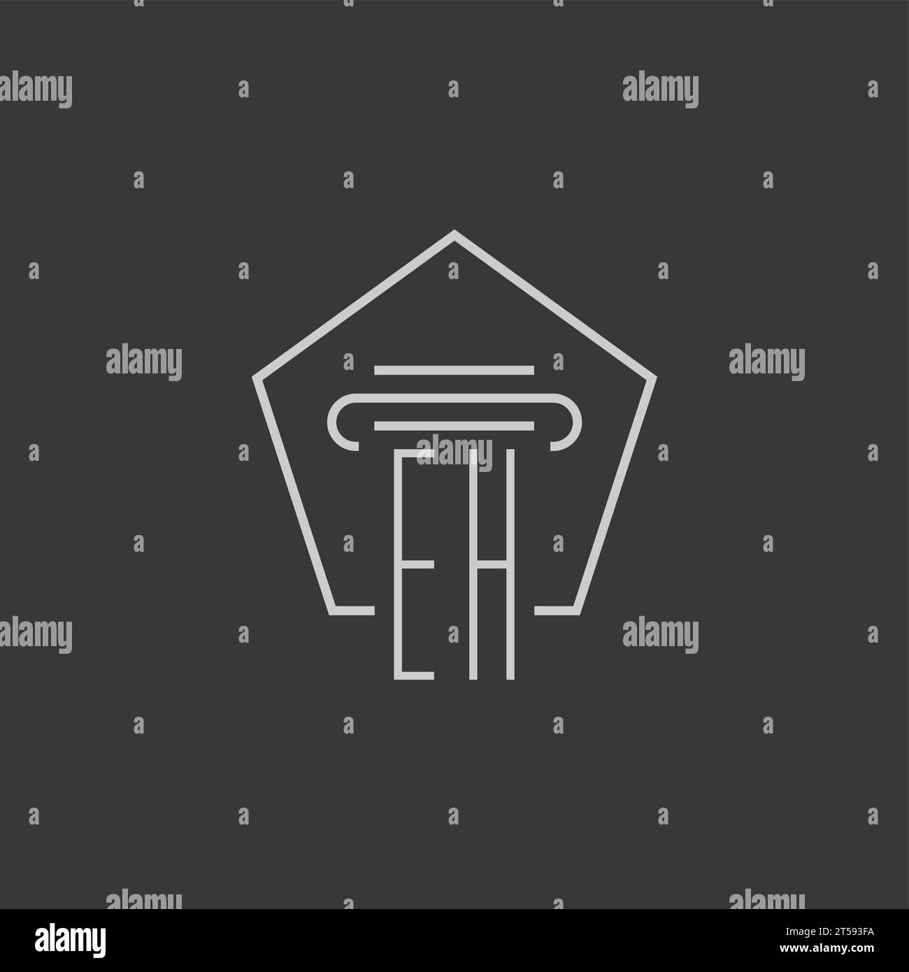 Monogramma iniziale EH con idee di design del logo a colonna monolina Illustrazione Vettoriale