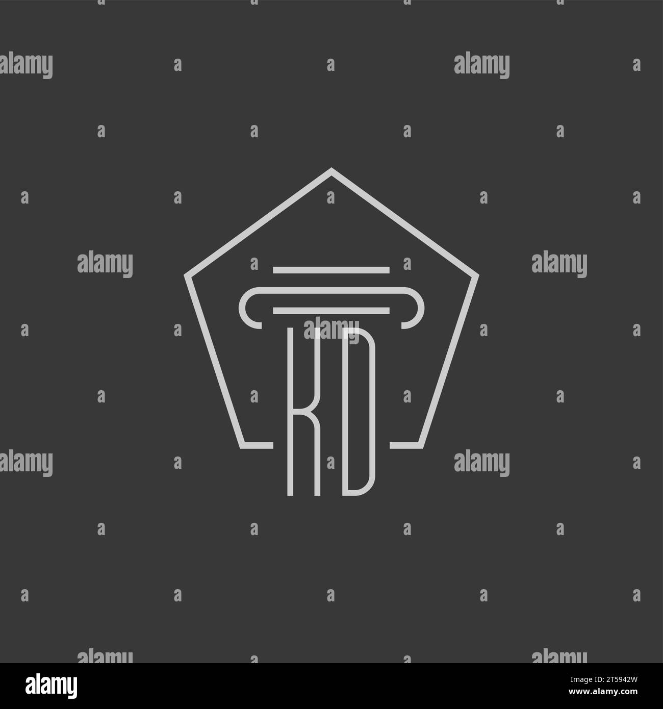 Monogramma iniziale KD con idee di design del logo monolina Illustrazione Vettoriale