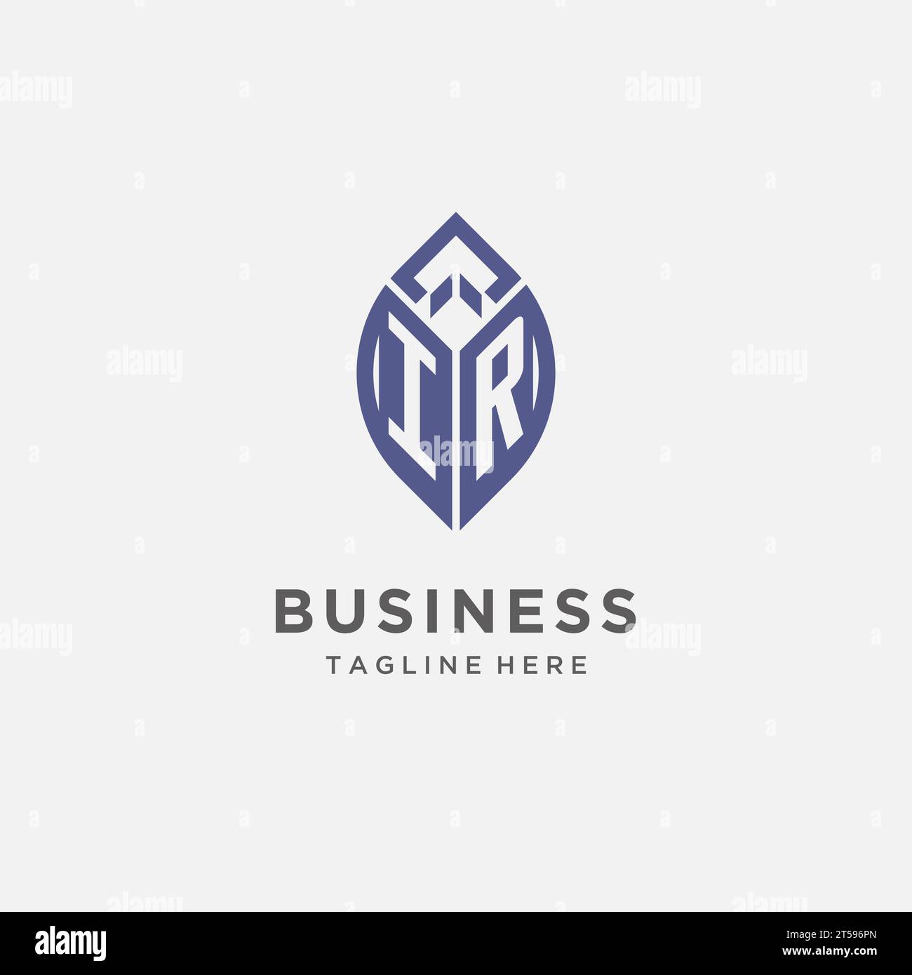 Logo IR con forma a foglia, monogramma pulito e moderno grafica vettoriale del design del logo iniziale Illustrazione Vettoriale