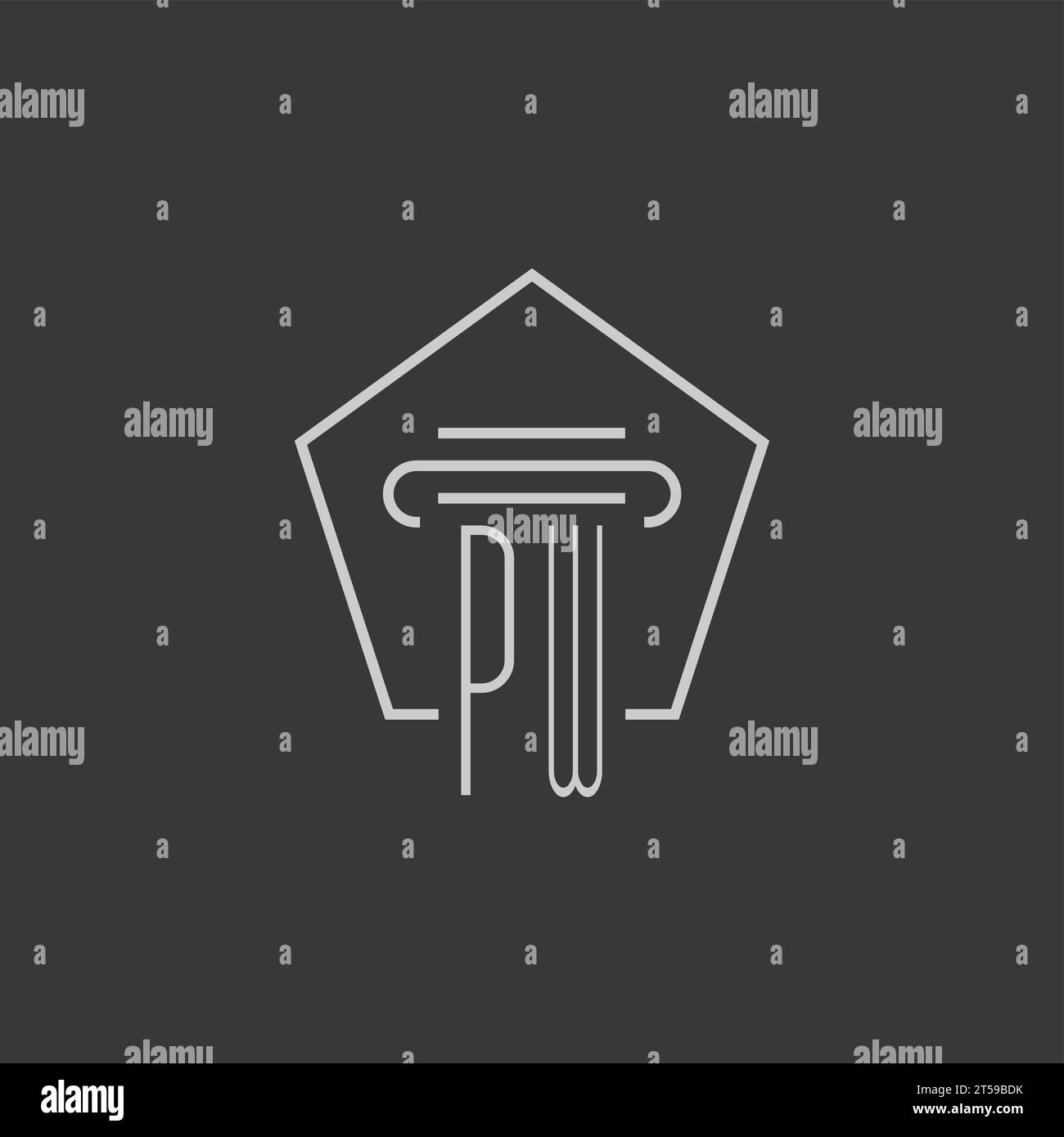 Monogramma PW iniziale con idee di design del logo a colonna monolina Illustrazione Vettoriale
