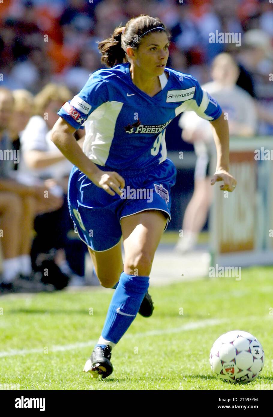 Mia Hamm, star della squadra nazionale degli Stati Uniti e della Washington Freedom Foto Stock