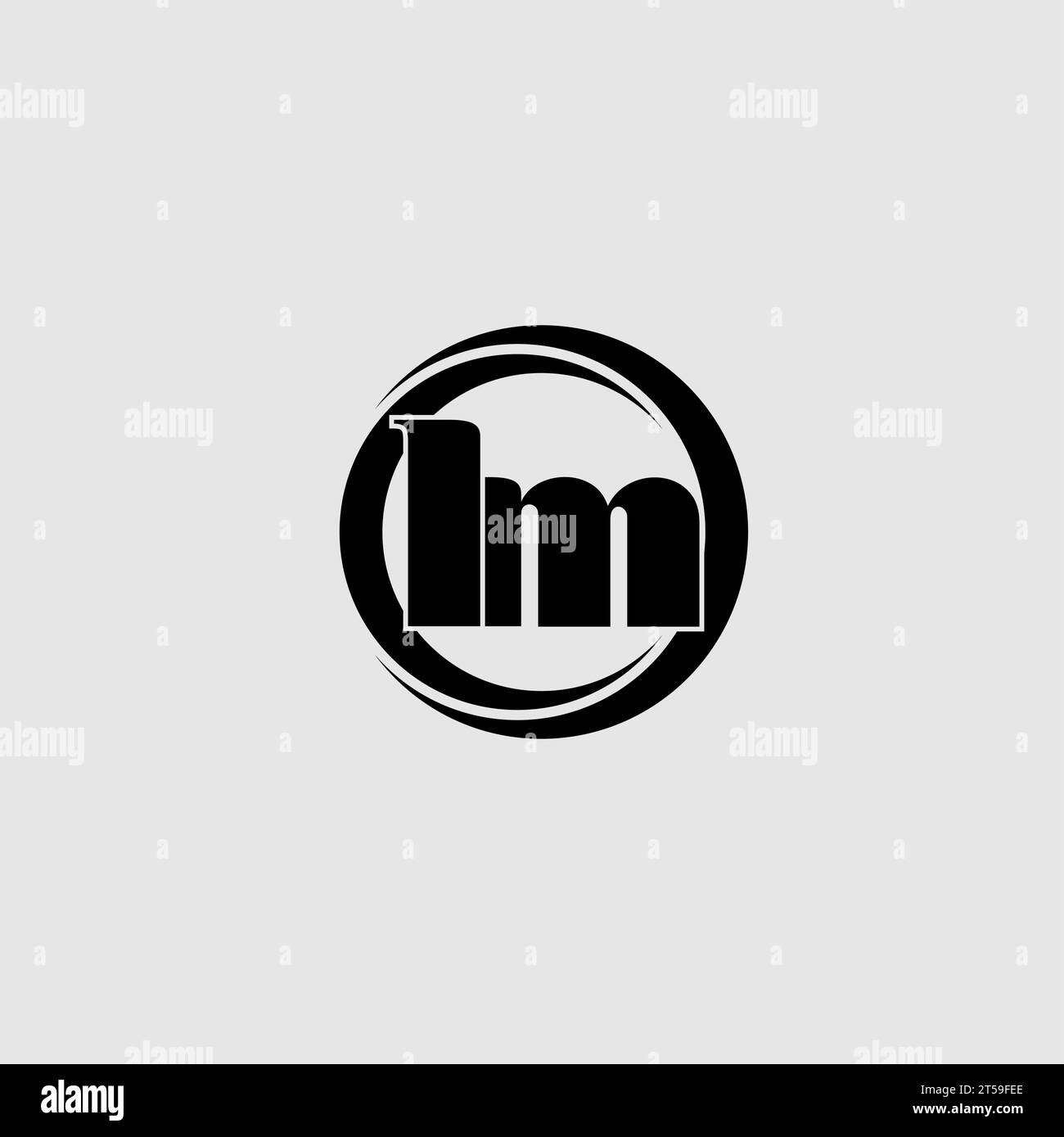 Lettere LM cerchio semplice logo con linea collegata grafica vettoriale Illustrazione Vettoriale