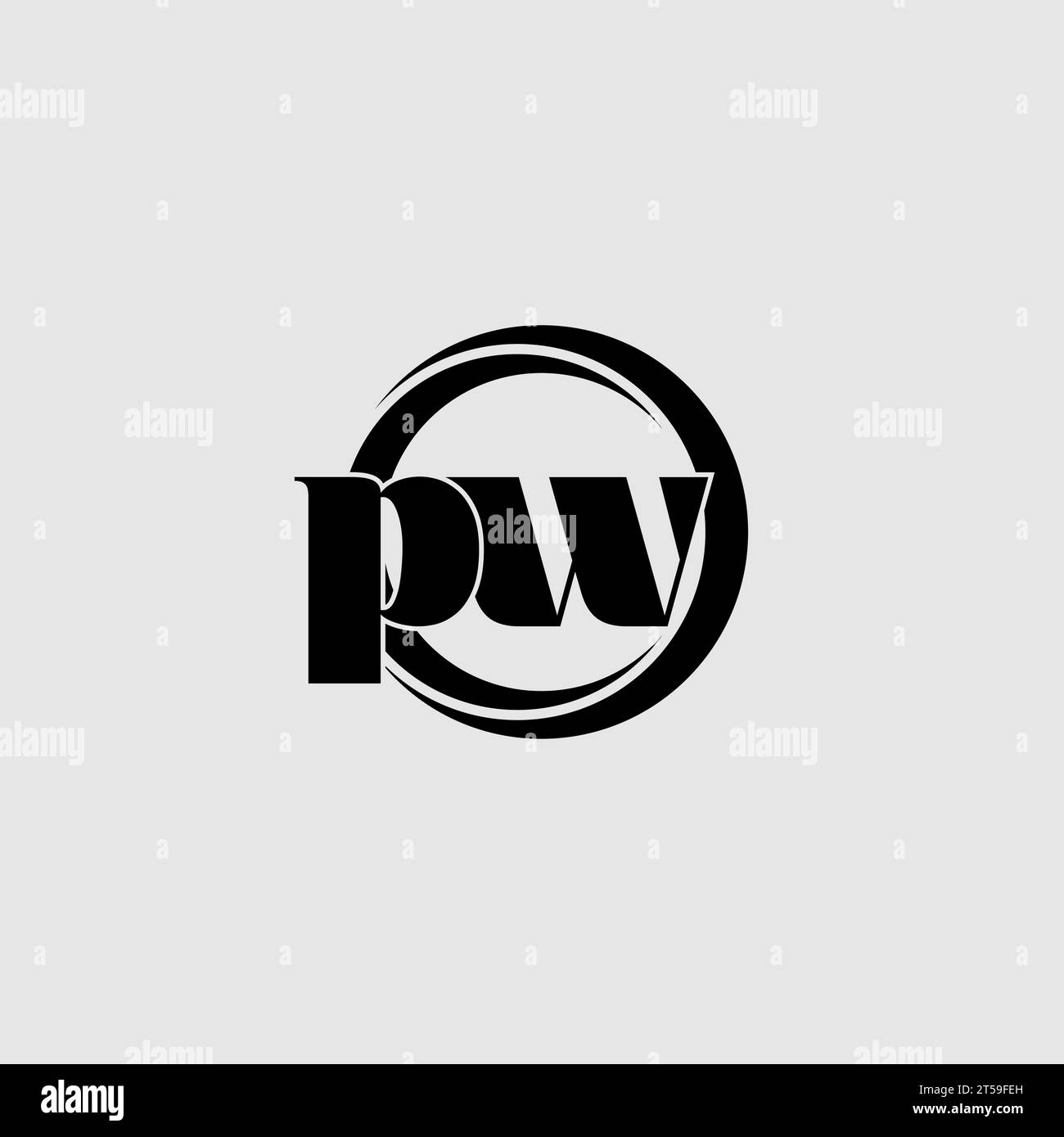 Lettere PW cerchio semplice logo linea collegata grafica vettoriale Illustrazione Vettoriale