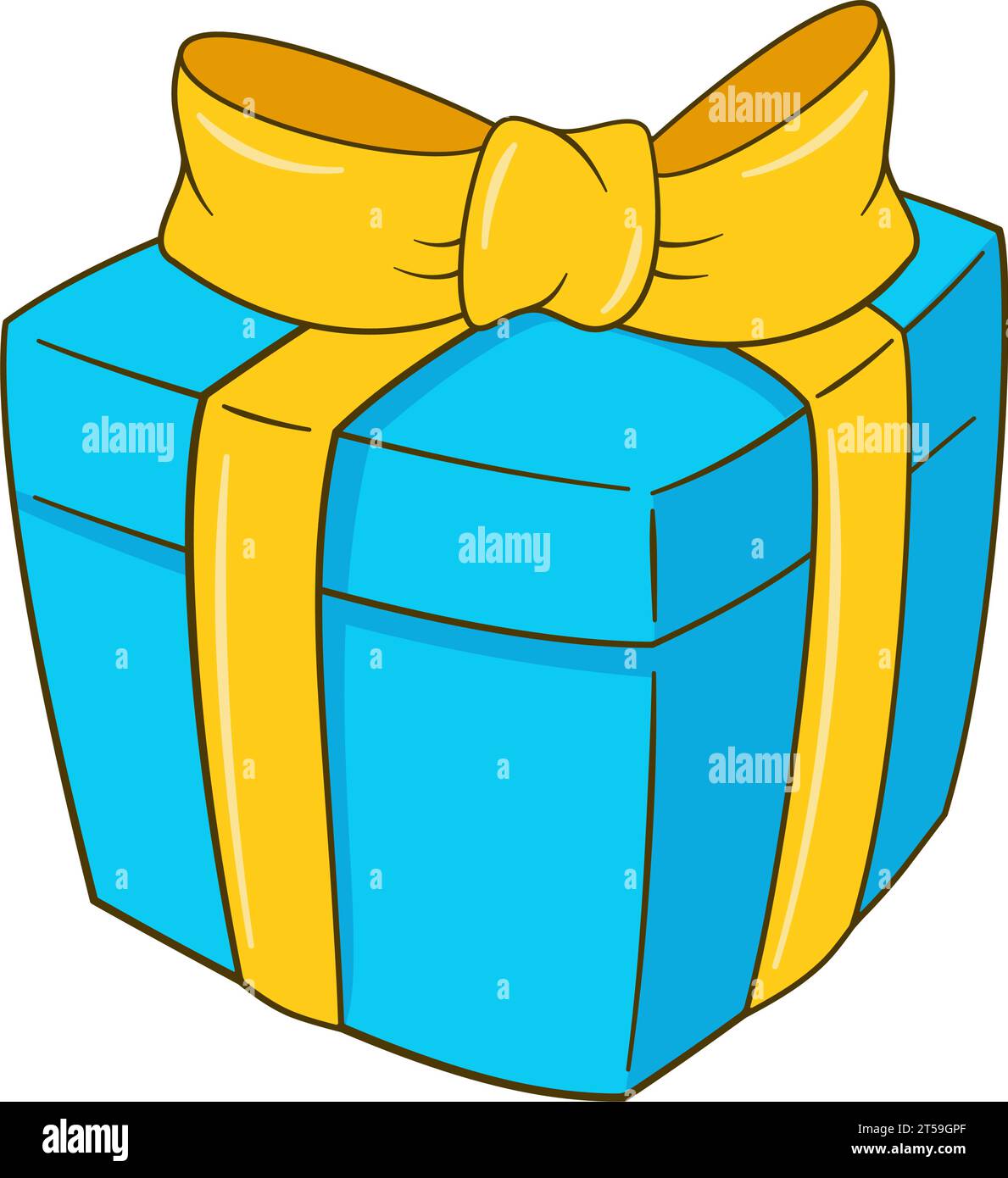 Confezione regalo blu con nastro giallo. Illustrazione vettoriale Illustrazione Vettoriale