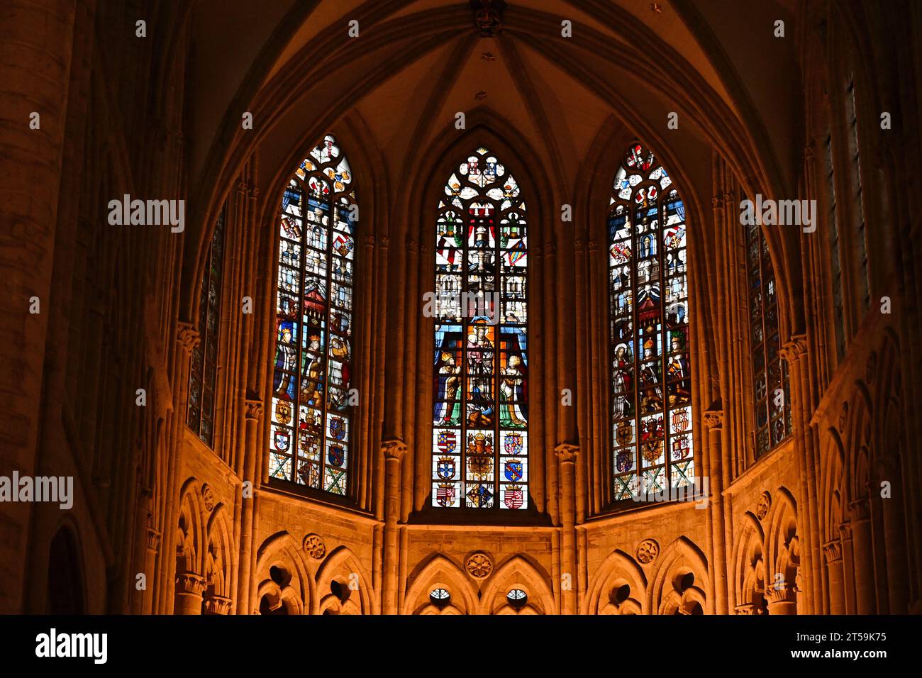 Abside della Cattedrale di San Michael e St. Gudula (Cathédrale des Saints Michel et Gudule) – Bruxelles Belgio – 23 ottobre 2023 Foto Stock