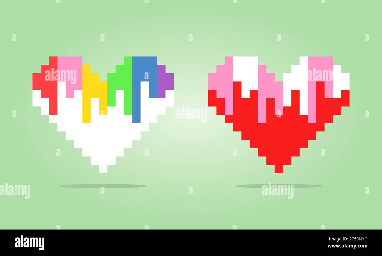 8 bit pixel Love.Heart icona nell'illustrazione vettoriale per l'icona del gioco. Illustrazione Vettoriale