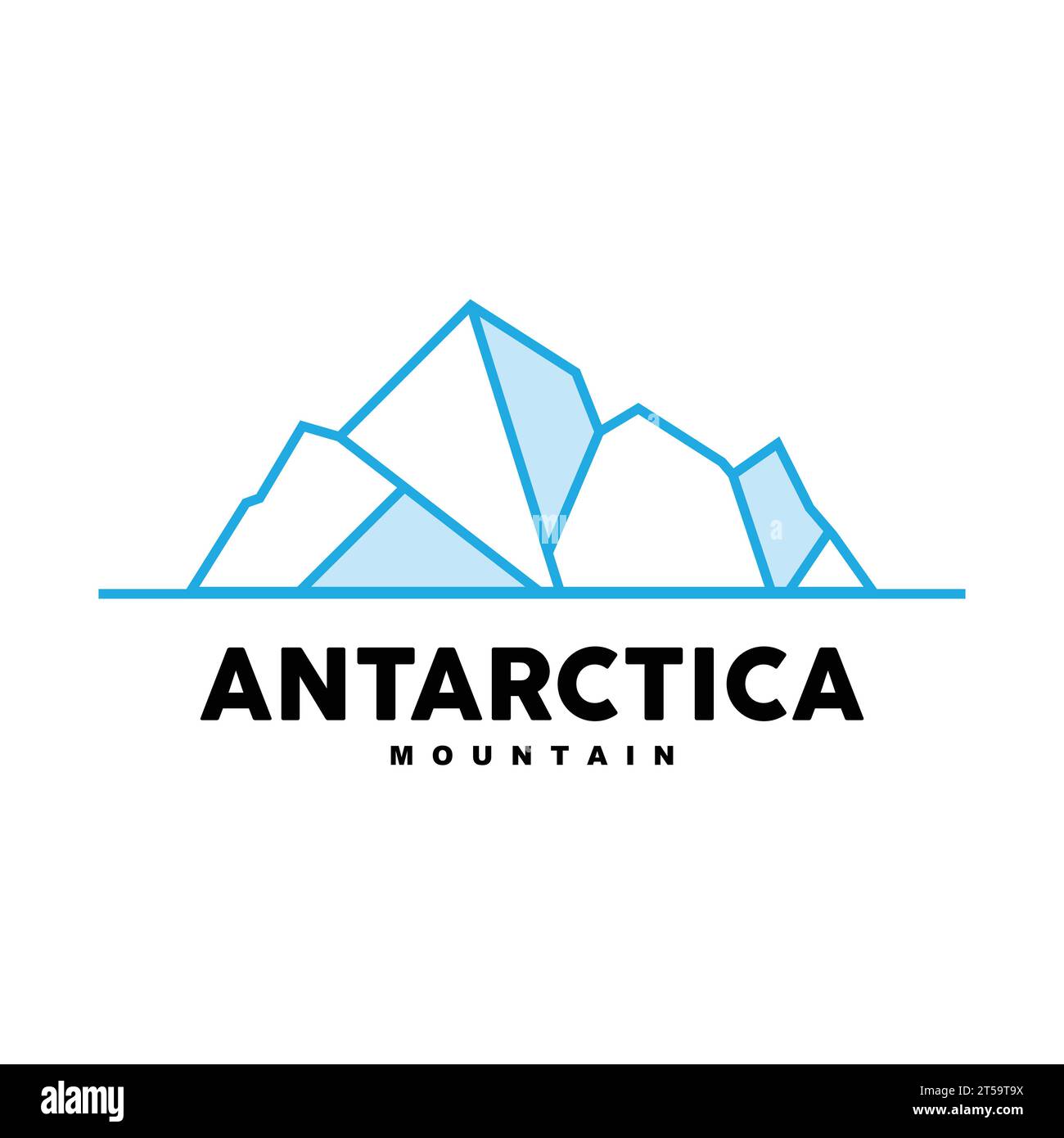 Logo iceberg, vettore delle Montagne Antartiche in colore azzurro ghiaccio, design naturale, icona modello illustrazione marchio prodotto Illustrazione Vettoriale