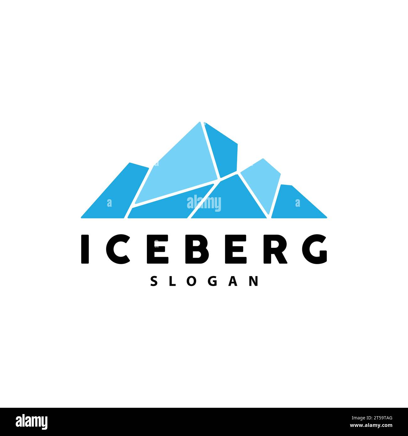 Logo iceberg, vettore delle Montagne Antartiche in colore azzurro ghiaccio, design naturale, icona modello illustrazione marchio prodotto Illustrazione Vettoriale