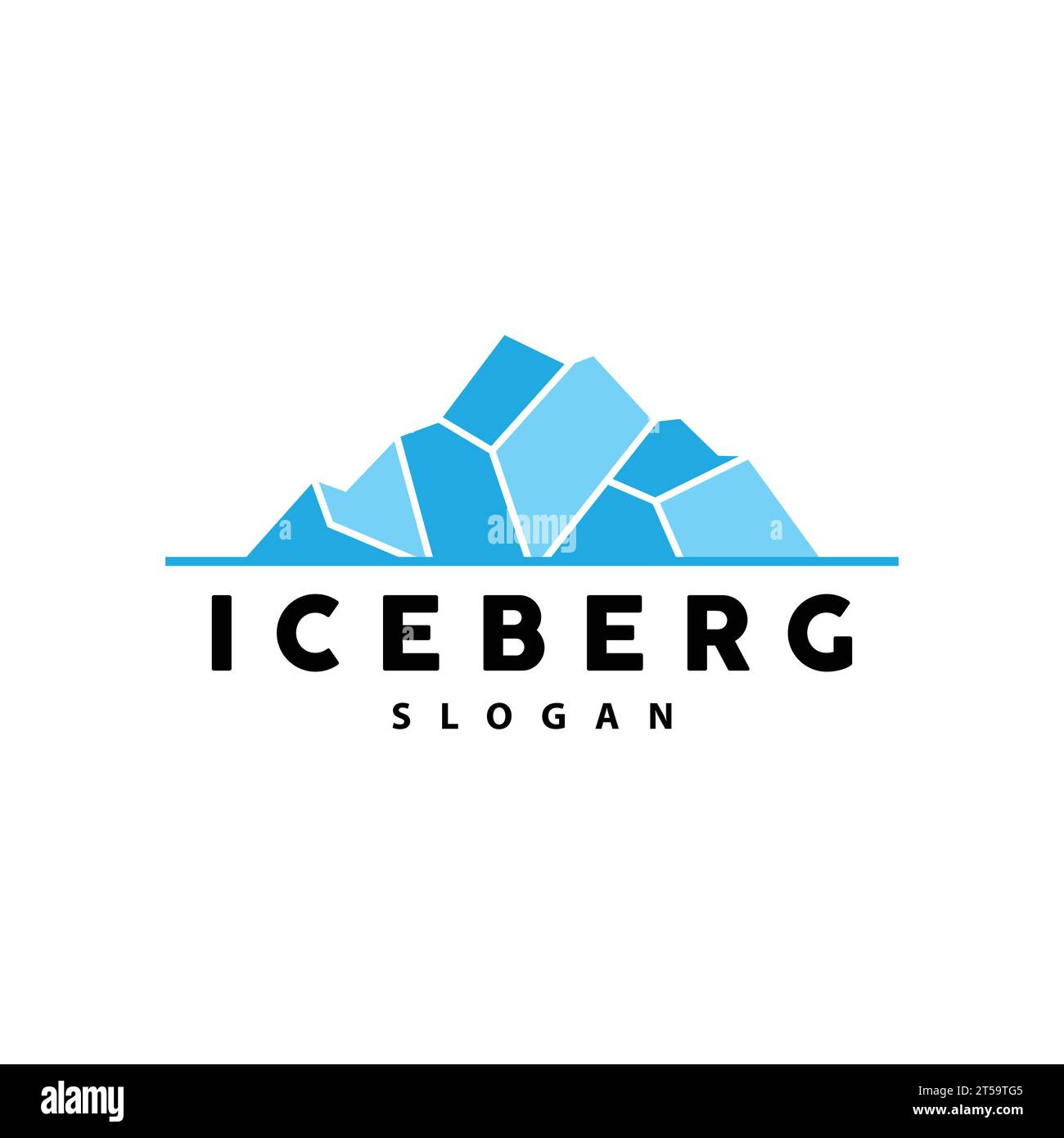 Logo iceberg, vettore delle Montagne Antartiche in colore azzurro ghiaccio, design naturale, icona modello illustrazione marchio prodotto Illustrazione Vettoriale