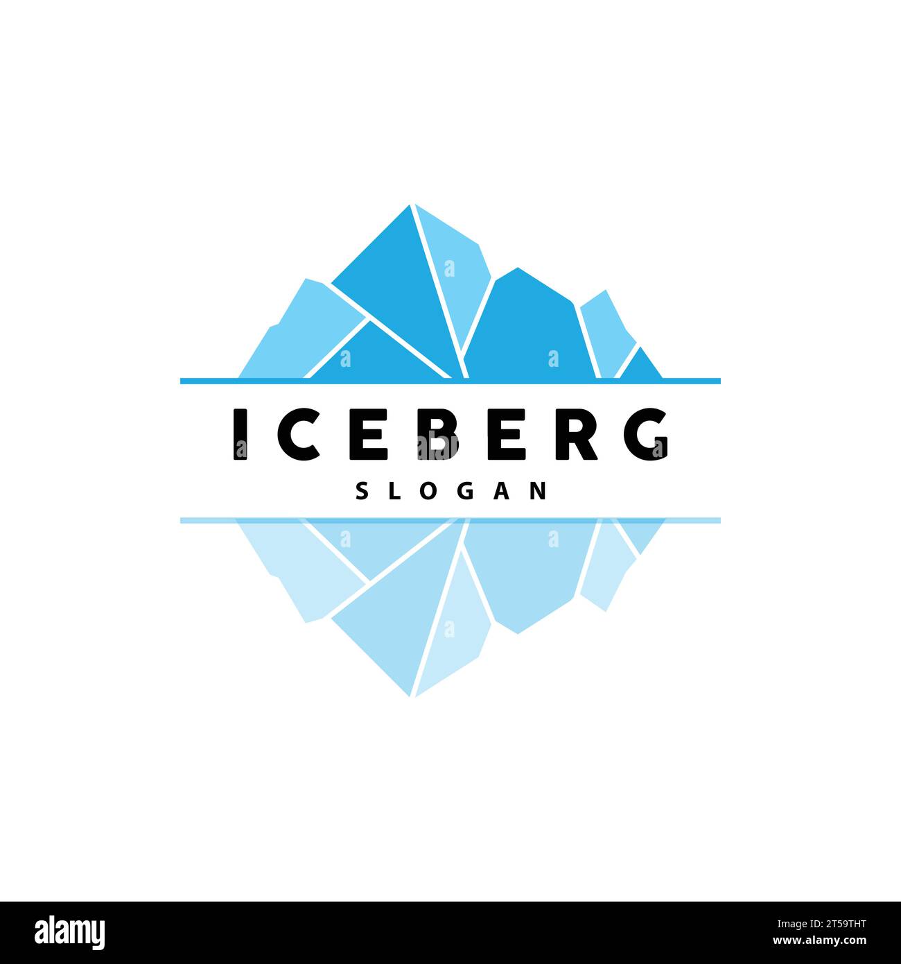 Logo iceberg, vettore delle Montagne Antartiche in colore azzurro ghiaccio, design naturale, icona modello illustrazione marchio prodotto Illustrazione Vettoriale