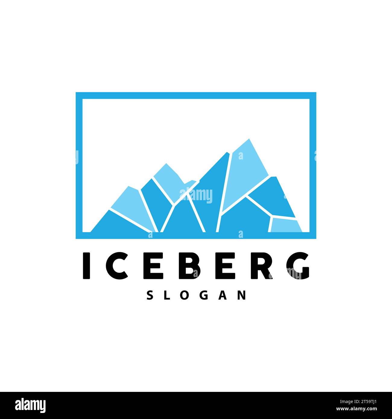 Logo iceberg, vettore delle Montagne Antartiche in colore azzurro ghiaccio, design naturale, icona modello illustrazione marchio prodotto Illustrazione Vettoriale
