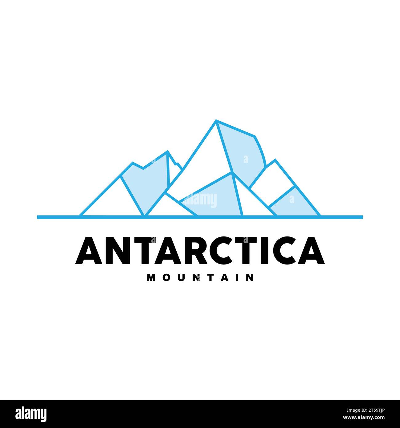 Logo iceberg, vettore delle Montagne Antartiche in colore azzurro ghiaccio, design naturale, icona modello illustrazione marchio prodotto Illustrazione Vettoriale